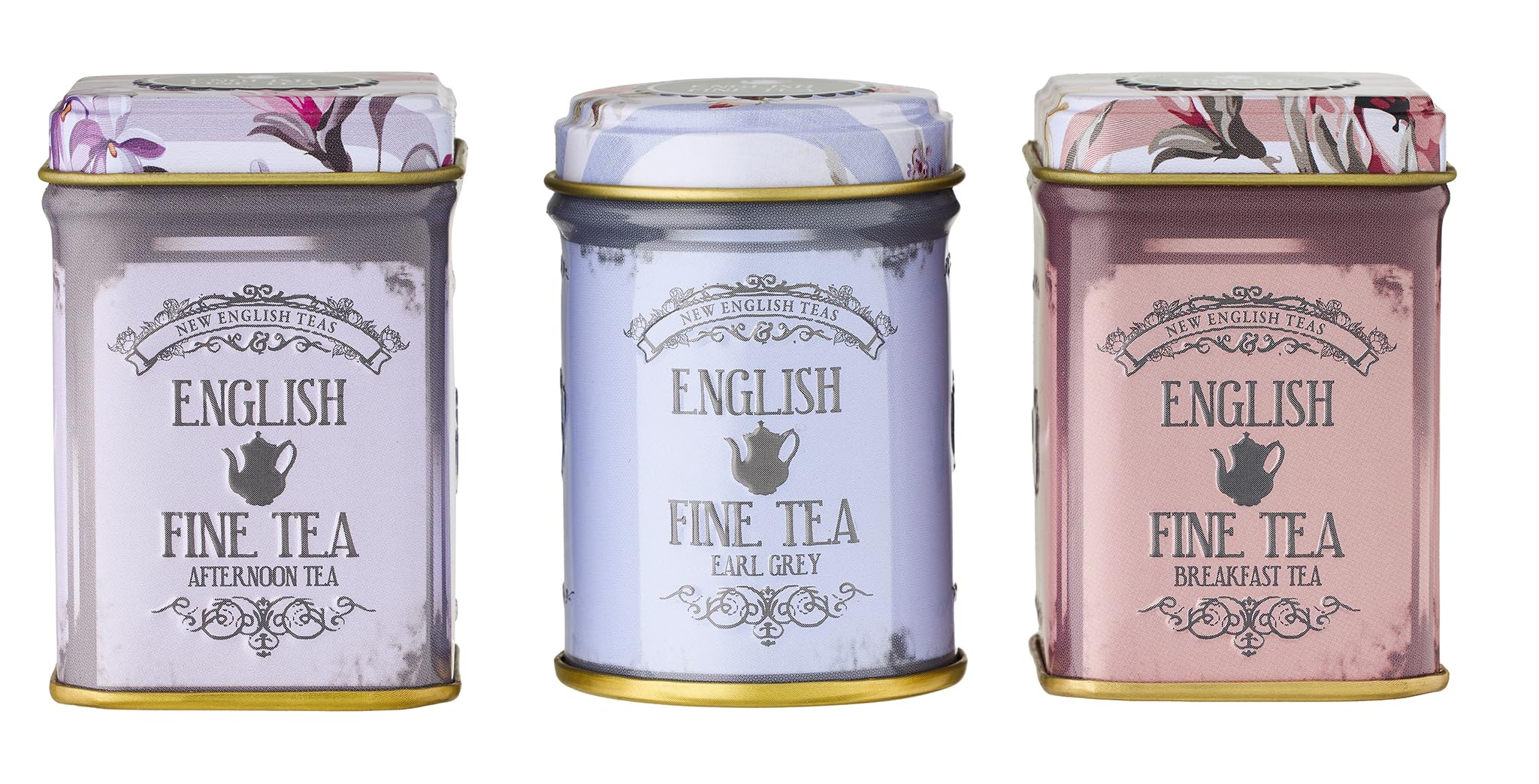 New English Teas Loose Leaf Black Tea Gift Set with Infuser | 3 Floral Tins | 70g 4
