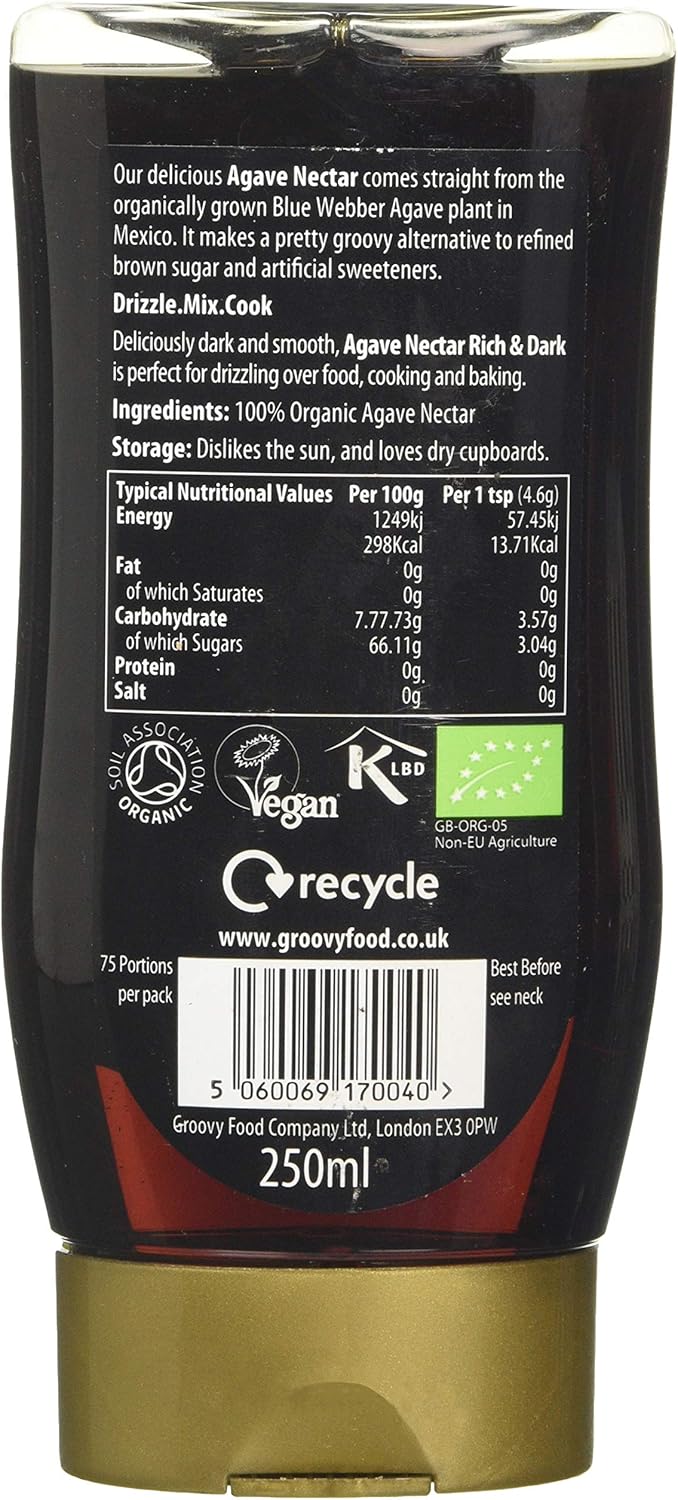 The Groovy Food Company Organic Rich & Dark Agave Nectar 250ml 6