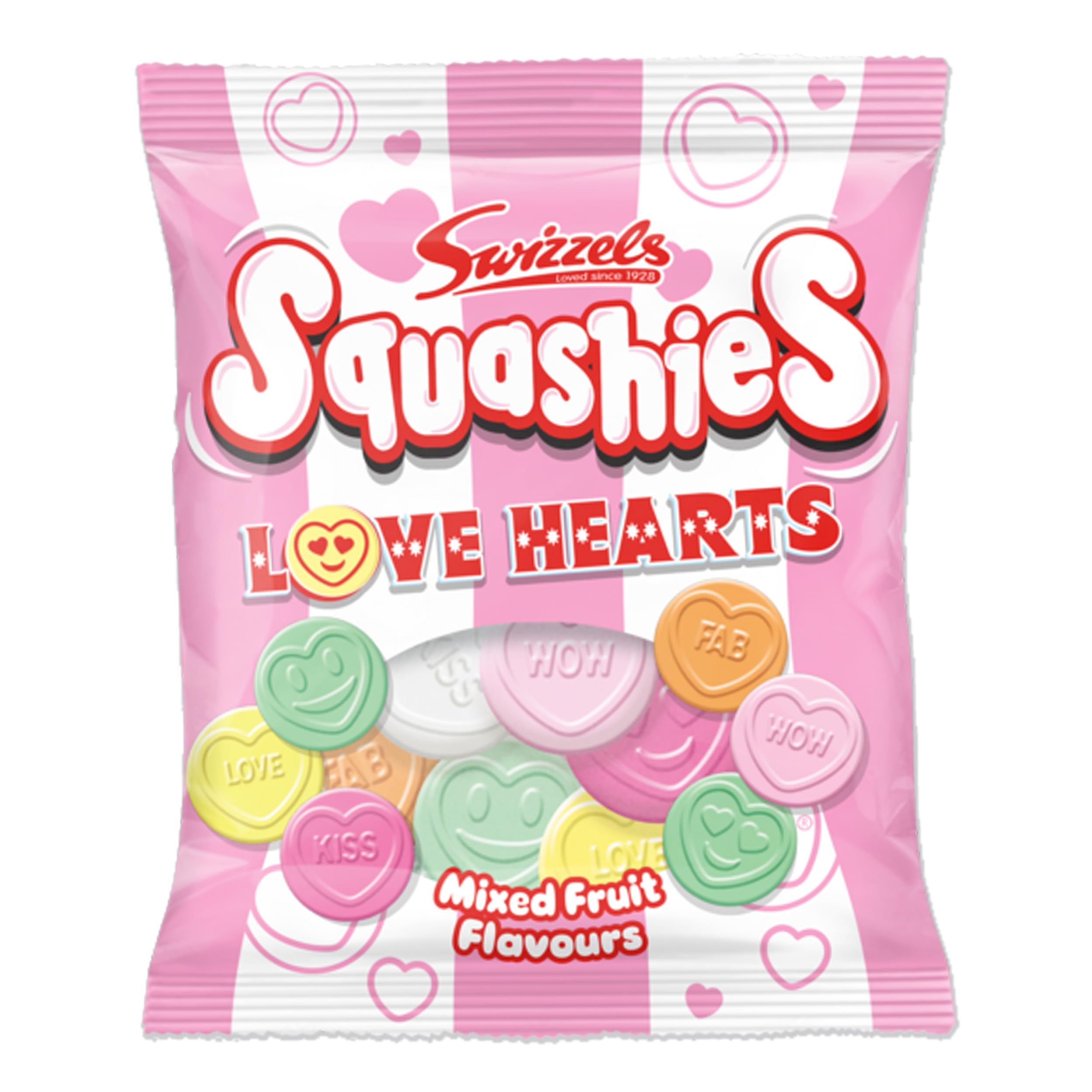 Swizzels Squashies Love Hearts Chewy Retro Sweets - Fruity Flavour, 120g Pack 1