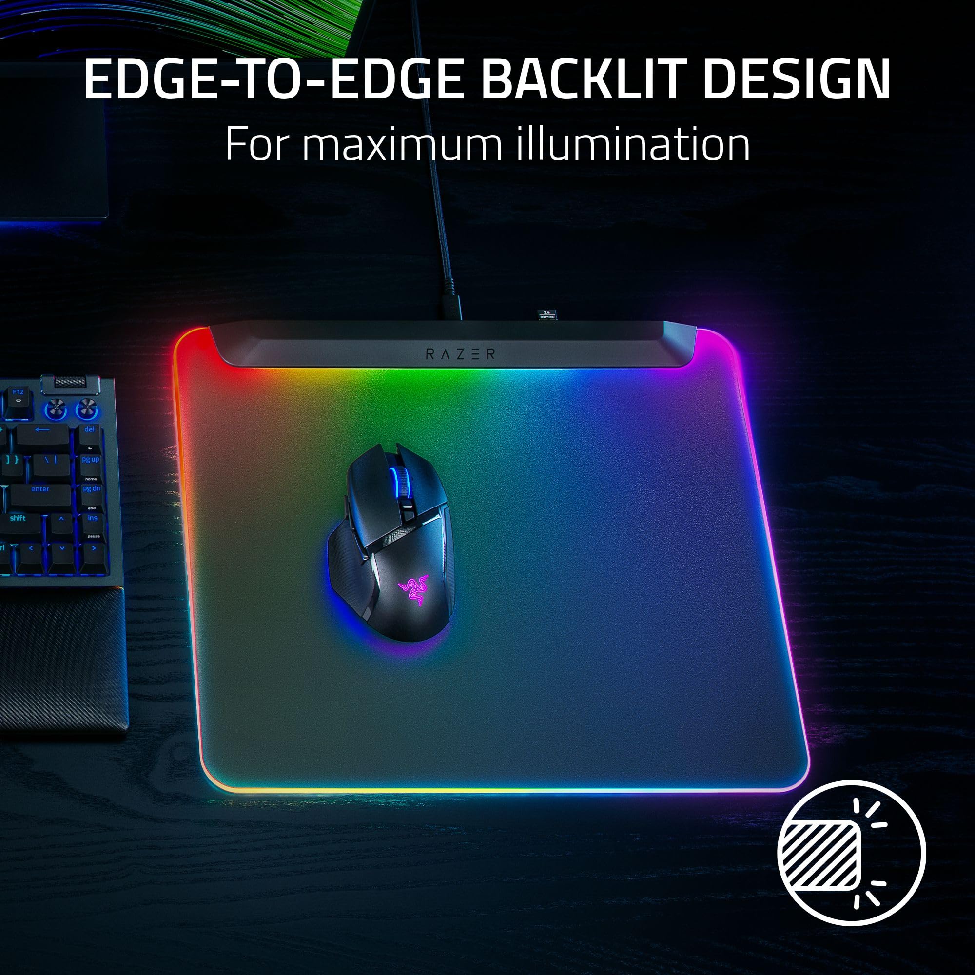 Razer Firefly V2 Pro - RGB Backlit Gaming Mouse Mat with 15-Zone Chroma Lighting & Integrated USB Port 9