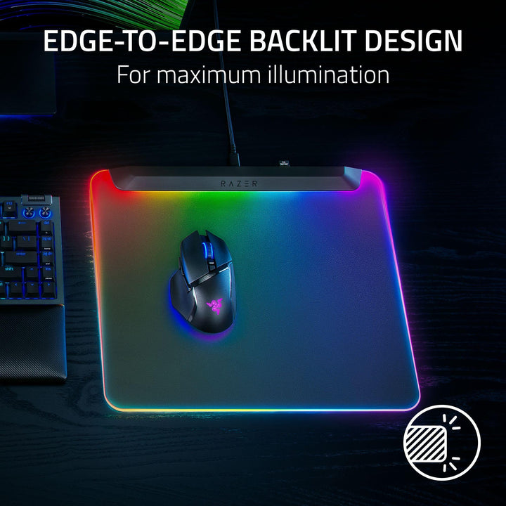 Razer Firefly V2 Pro - RGB Backlit Gaming Mouse Mat with 15-Zone Chroma Lighting & Integrated USB Port