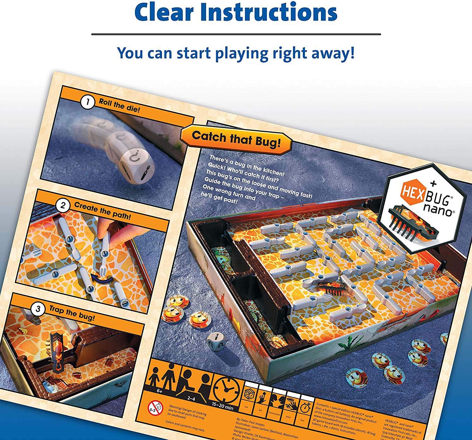 Ravensburger Bugs in the Kitchen Board Game for Kids Age 6 and Up - 2 to 4 Players with HEXBUG Nano 5
