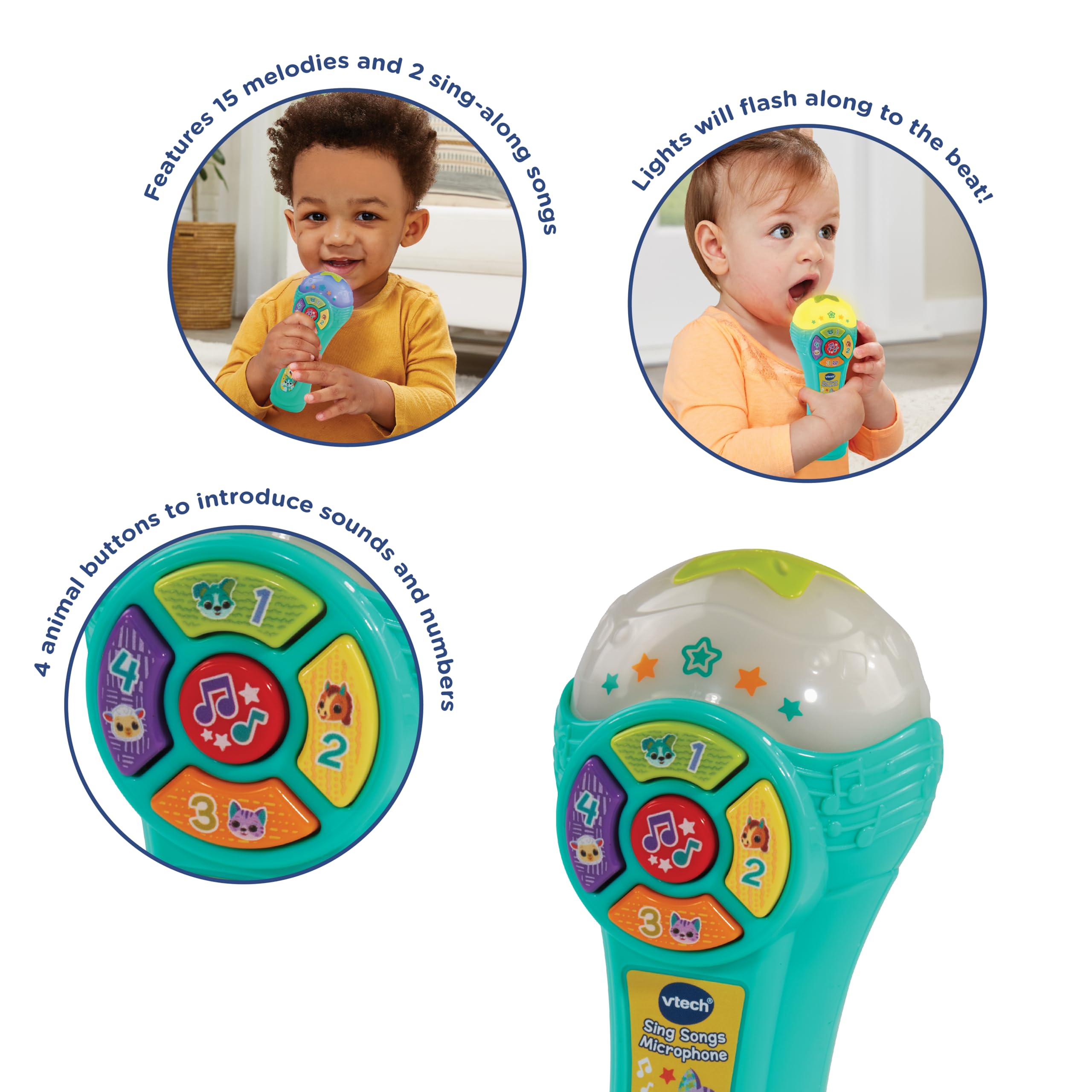VTech Baby Sing Songs Microphone - Interactive Sound Toy for Ages 12-36 Months | 15 Melodies 2