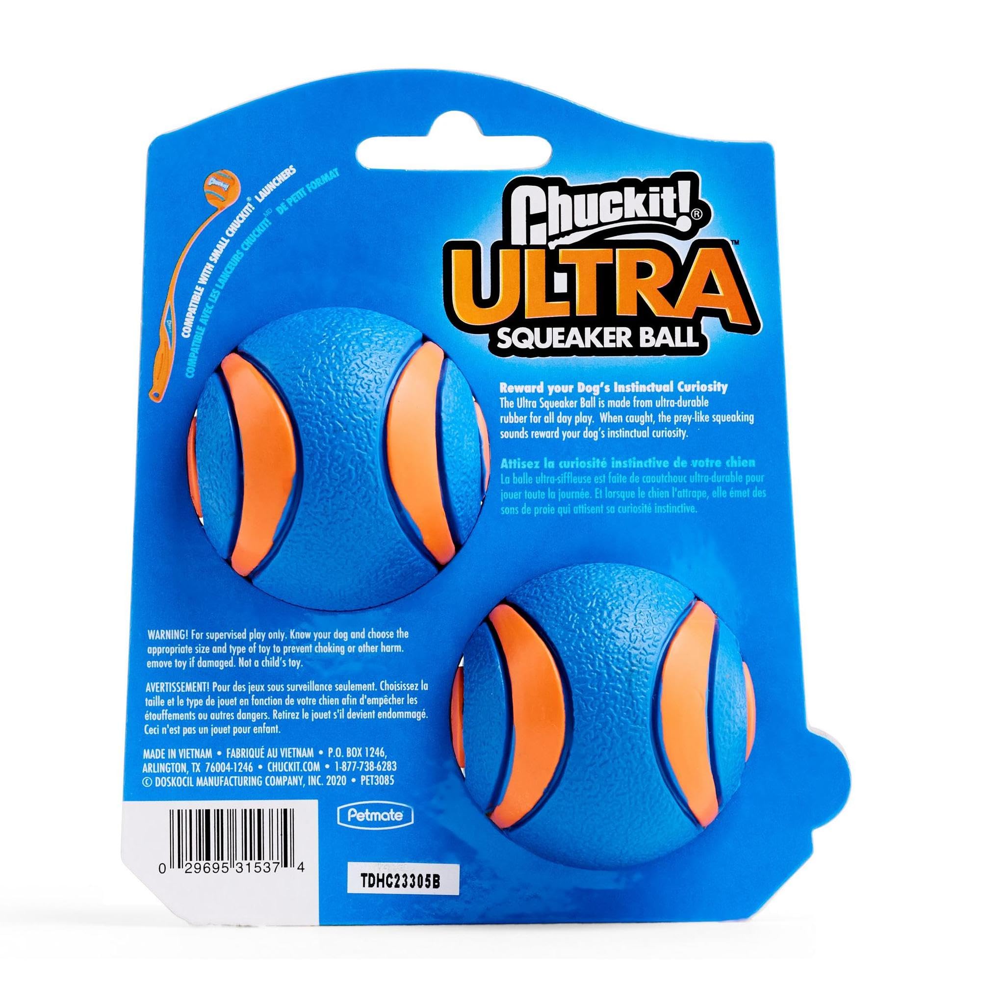 Chuckit! Ultra Squeaker Ball - Durable Natural Rubber Fetch Toy for Dogs | Medium Size