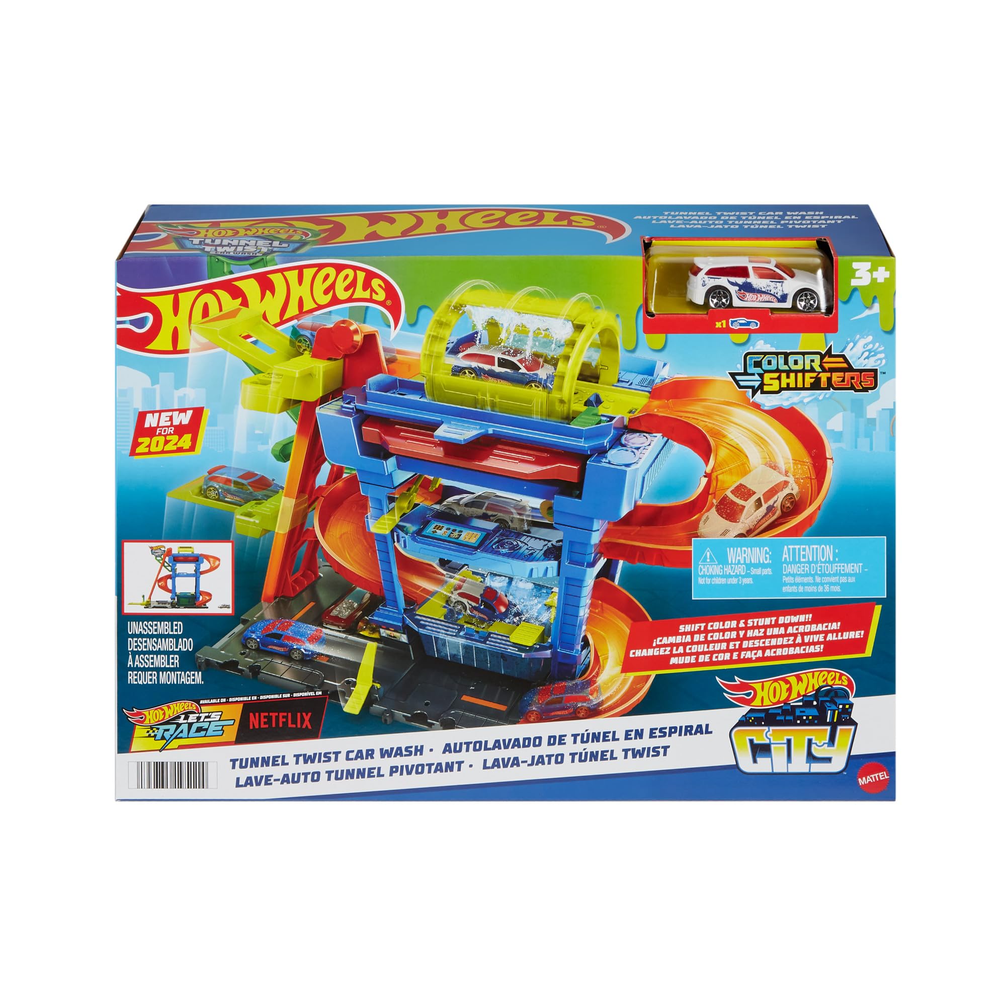 Hot Wheels City Tunnel Twist Car Wash - Color Shifting Toy Car Playset 1