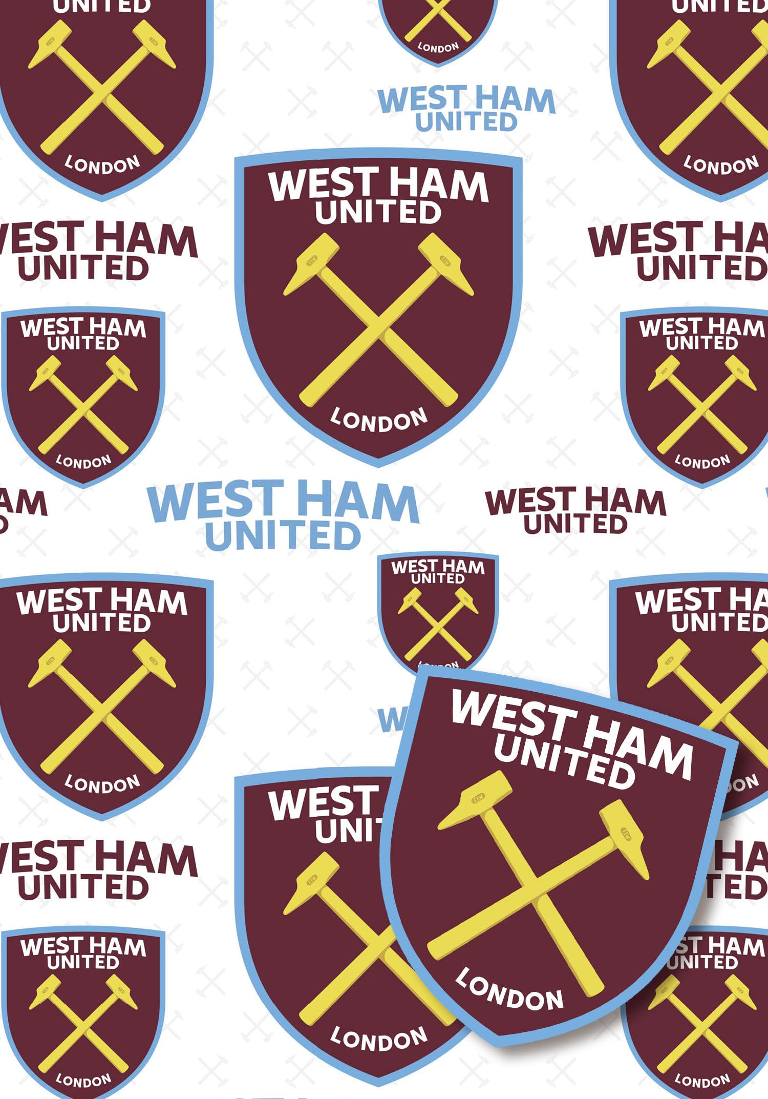 Danilo Promotions LTD West Ham United Gift Wrapping Paper - 2 Sheets & 2 Tags | 70cm x 50cm