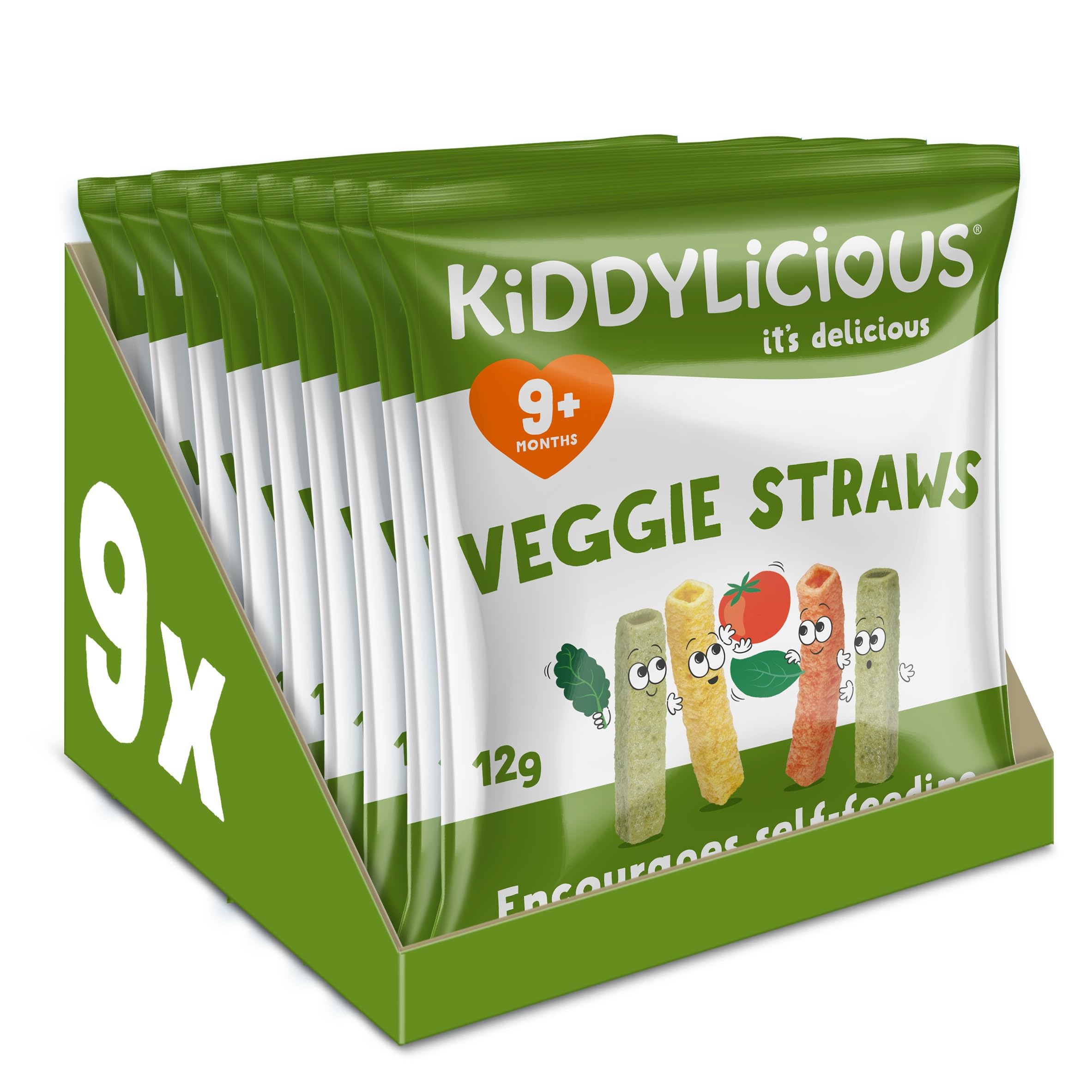 Kiddylicious Veggie Straws - Tomato, Kale & Spinach Flavoured Potato Snacks for Kids 9+ Months 1