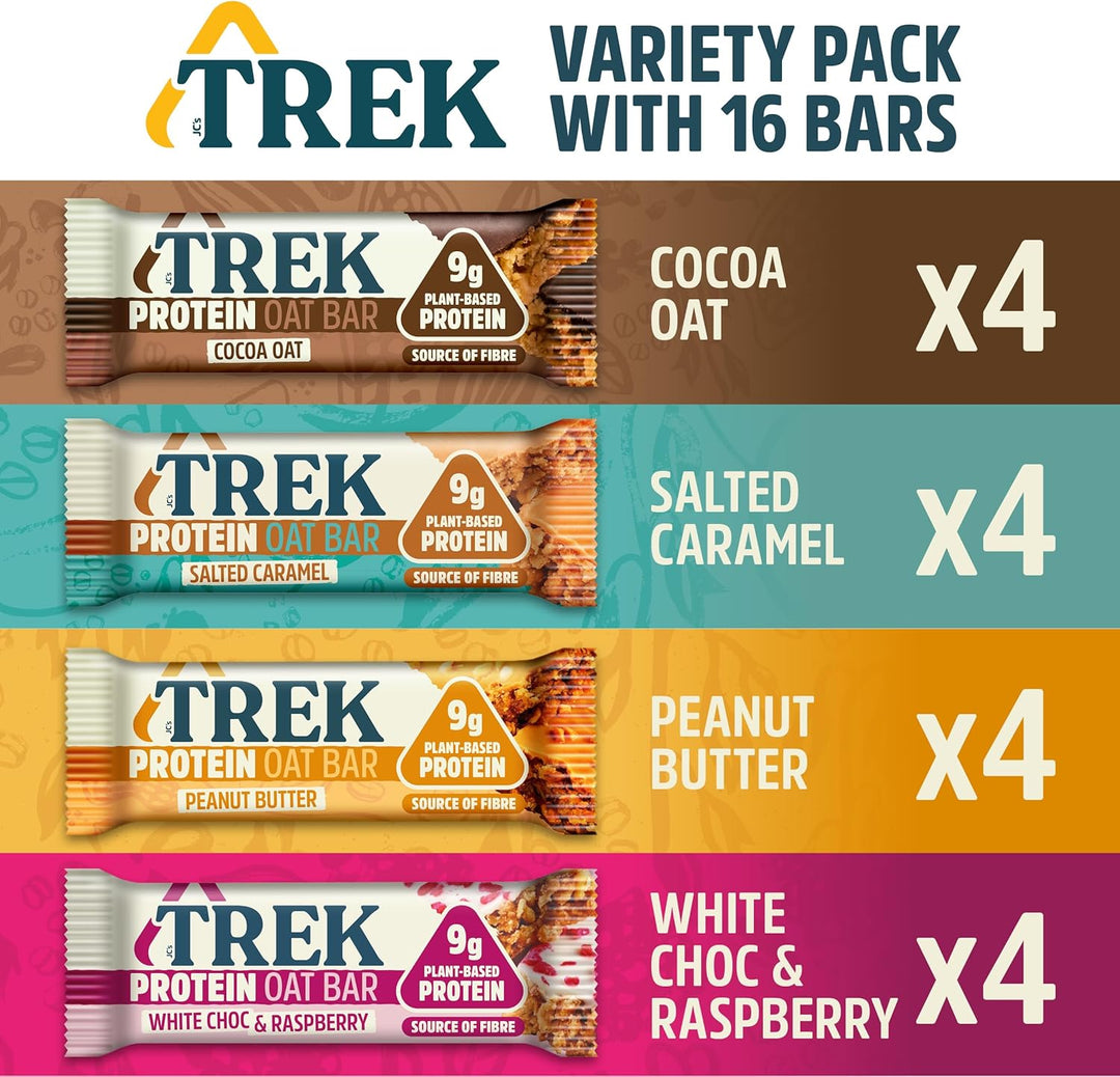 TREK High Protein Flapjack Variety Pack - Gluten Free - Plant Based - Vegan - 800g