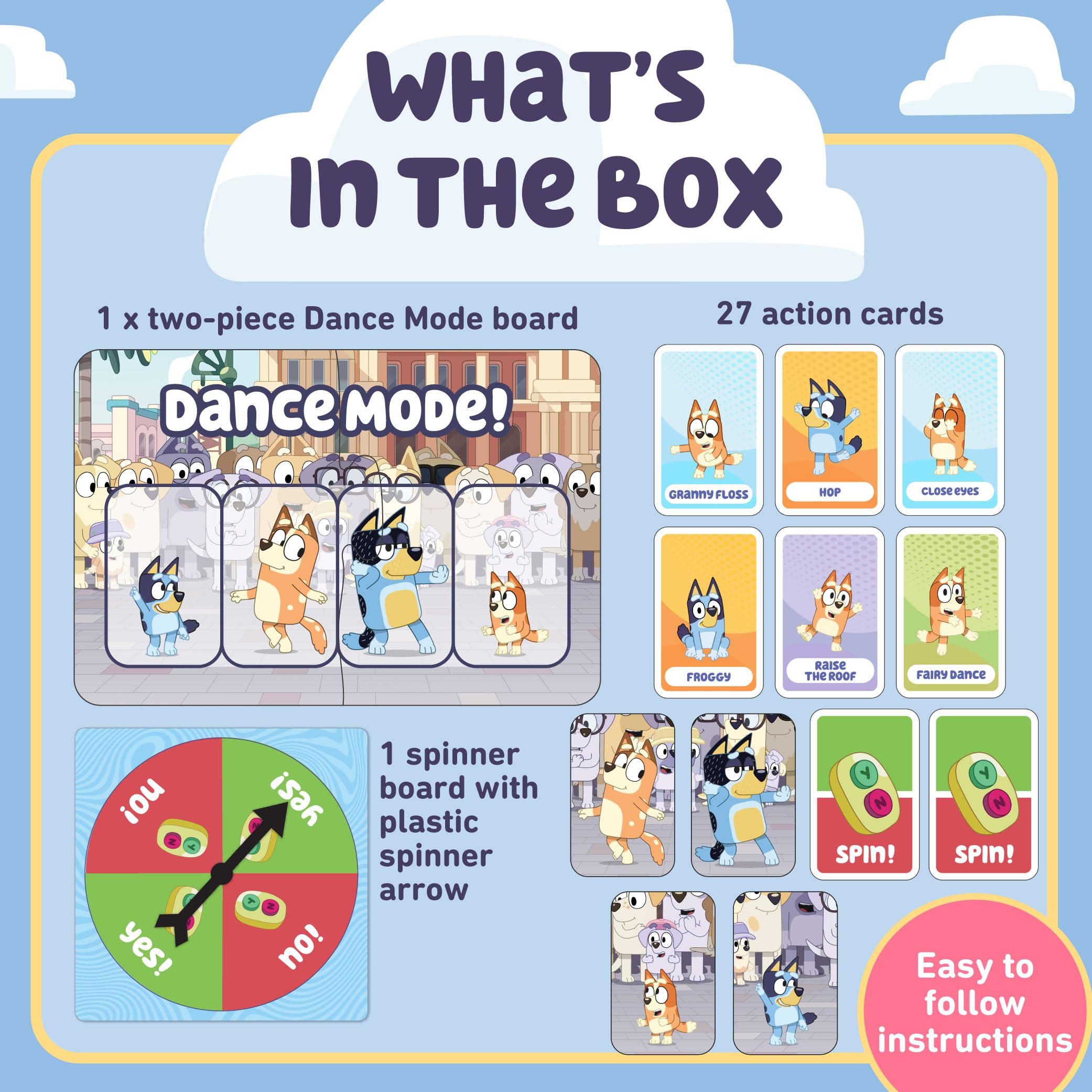 Orchard Toys Bluey Dance Mode Game | Active Card Game for Ages 3+ | Includes 27 Cards & Spinner 3