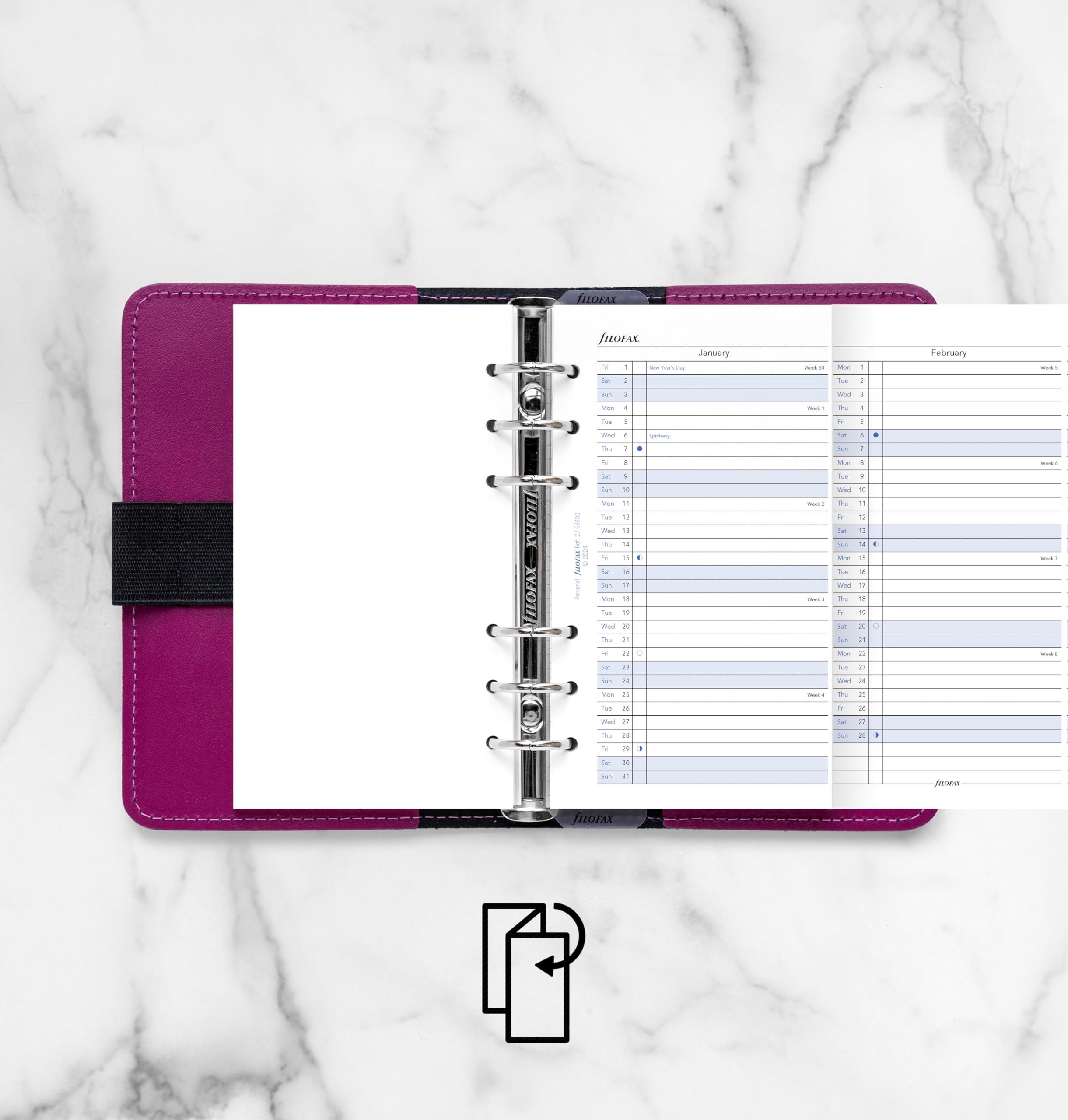 Filofax Personal 2027 Vertical Year Planner Refill | 100gsm Fountain Pen Friendly Paper | 95mm x 171mm 3