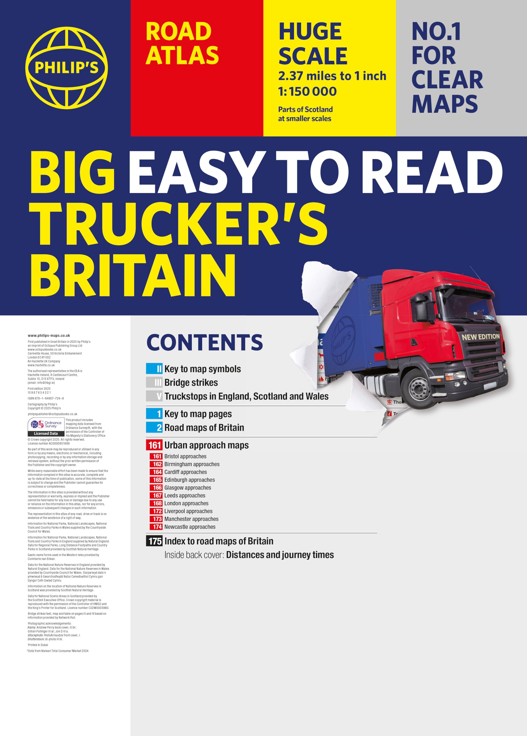 Philip's Big Easy to Read Trucker's Road Atlas Britain - Over 4,000 Bridges with Restrictions | Spiral Bound | English