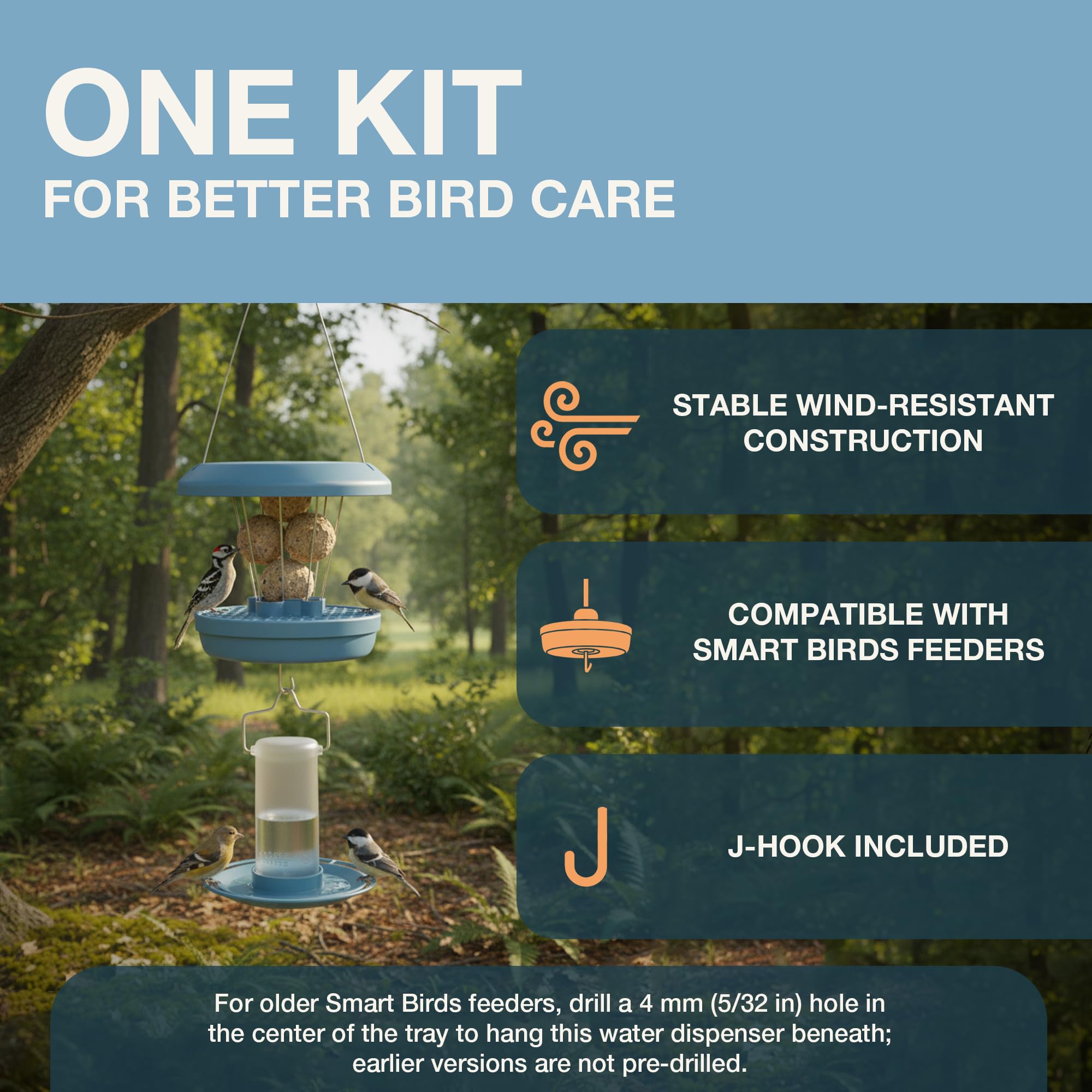 SWISSINNO Bird Waterer "Zug" - UV Resistant, Light Blue, Durable PC/ASA Plastic 5