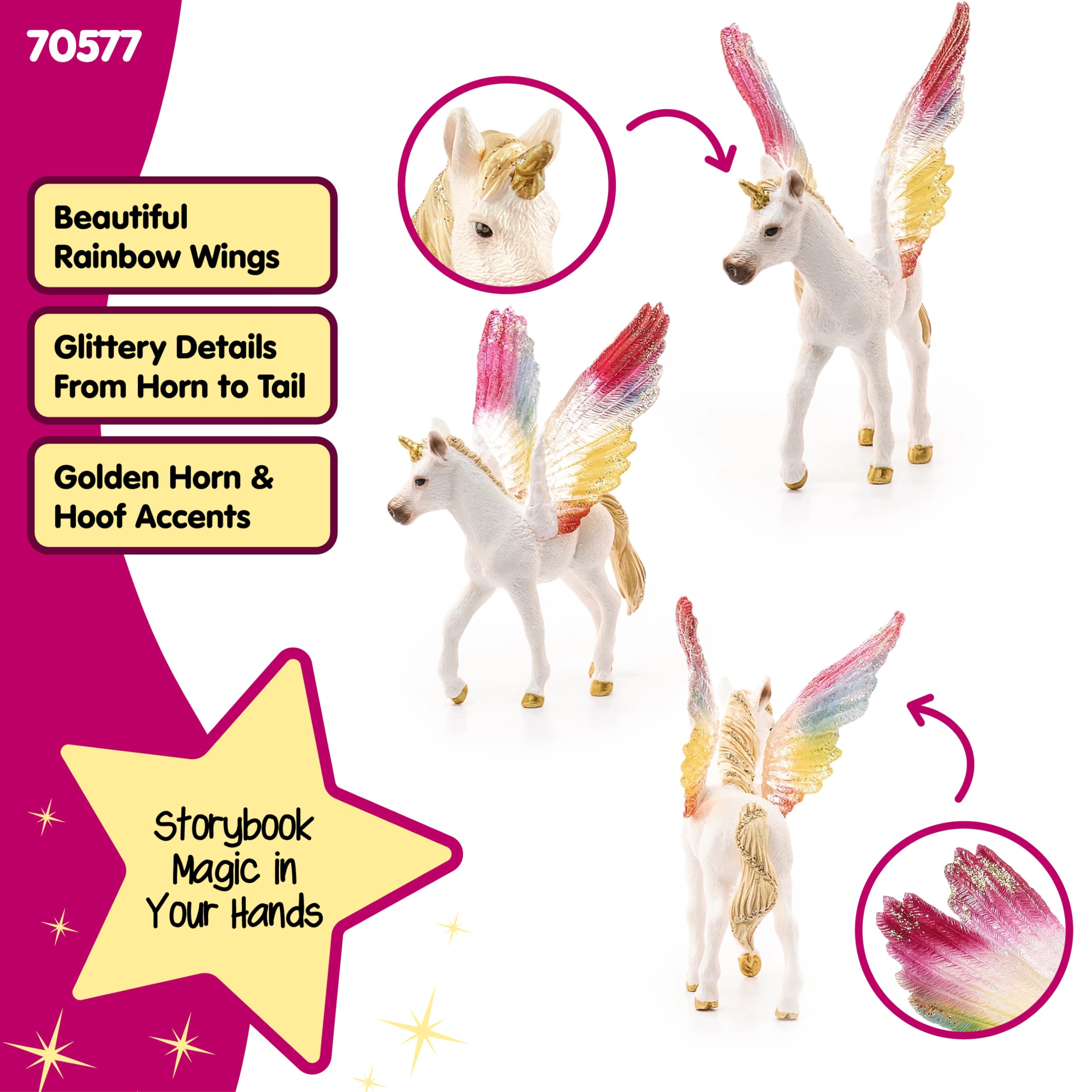 Schleich 70577 Winged Rainbow Unicorn Foal - Fantasy Toy Figurine | Ages 5-12 2