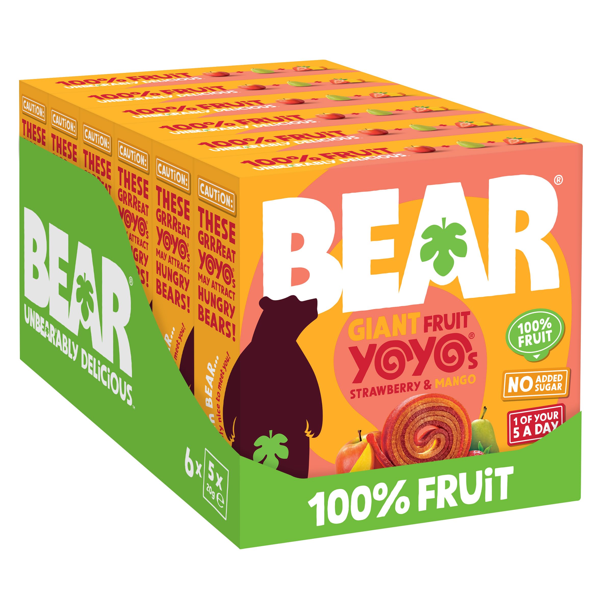 BEAR Strawberry & Mango Yoyos - 30 Packs of 2 | 600g Total | Vegan, High Fibre 1