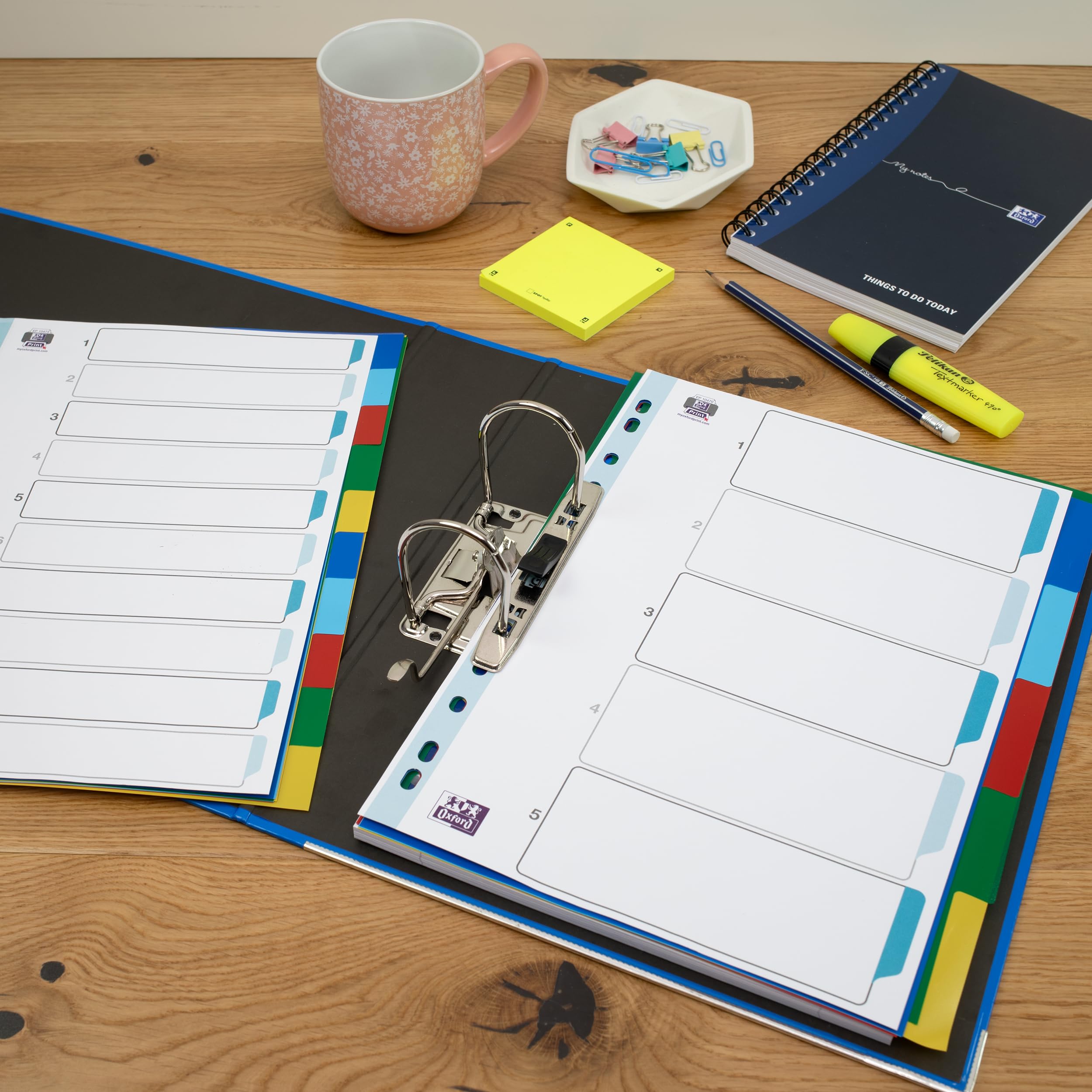 Oxford A4 Plastic Dividers - 5 Part Indexing System | Polypropylene | Assorted Colours 7