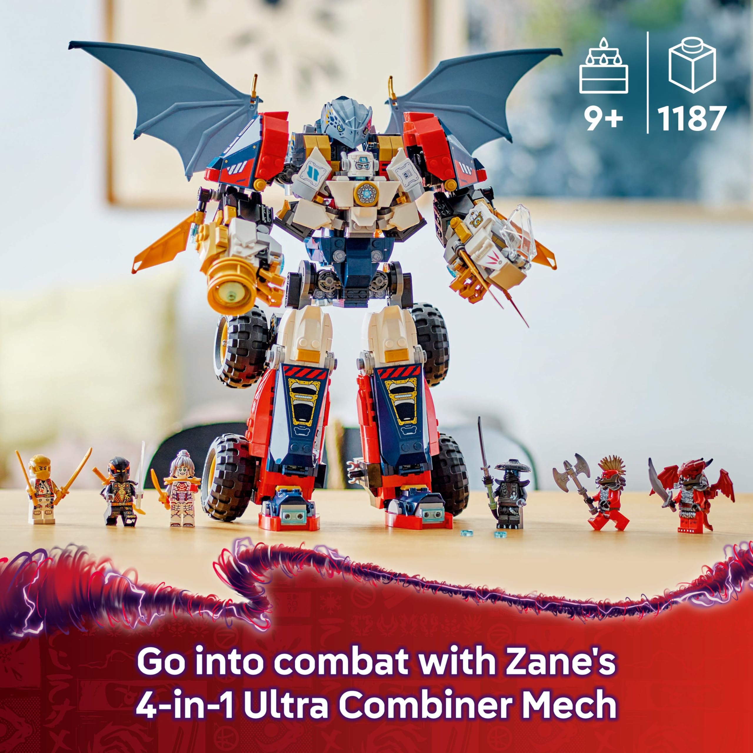LEGO NINJAGO 71834 Zane’s Ultra Combiner Mech Building Set | 4-in-1 Rebuildable Toy | Ages 9+