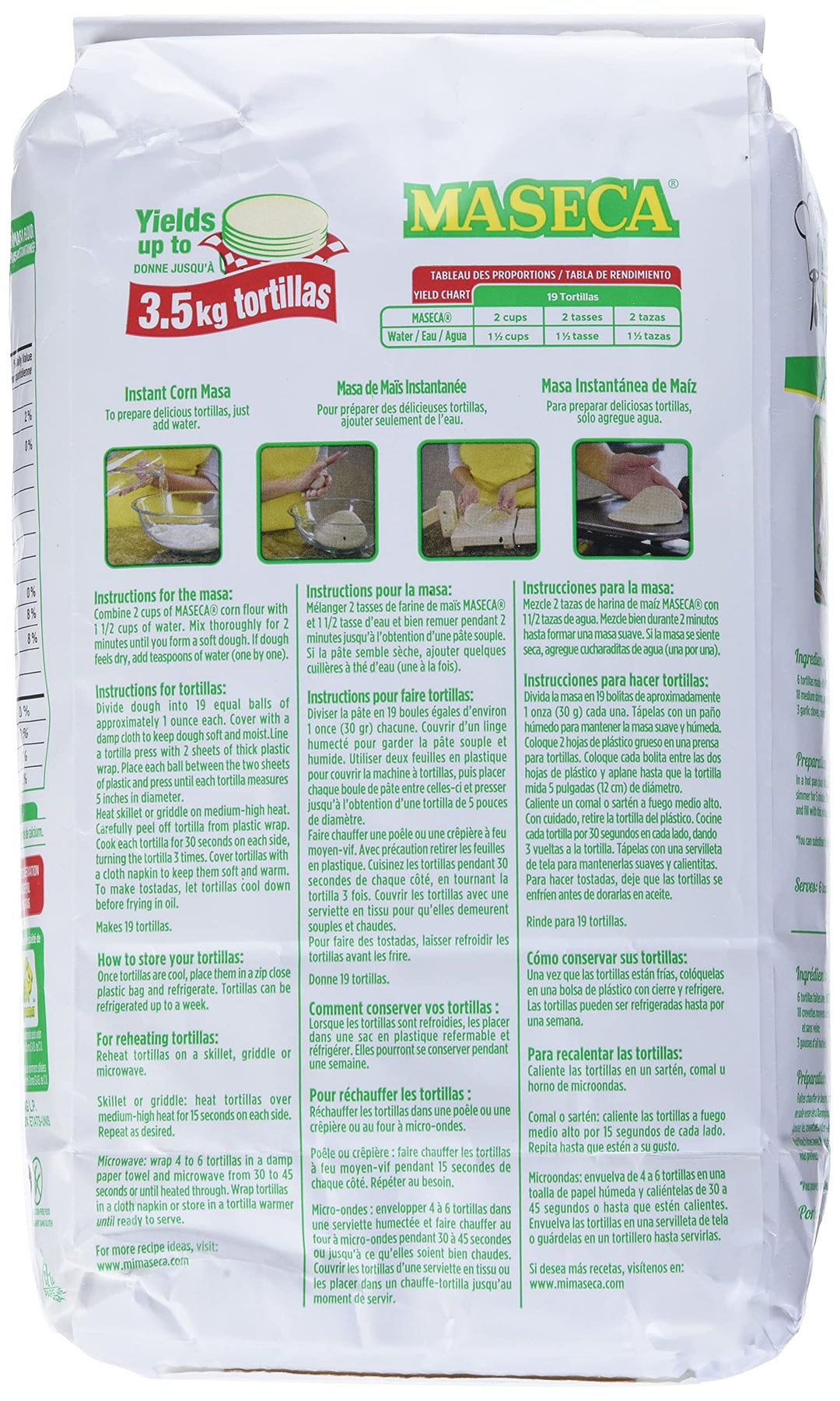 Maseca Instant Corn Masa Flour 1.8kg - Gluten Free, No Preservatives, No Cholesterol
