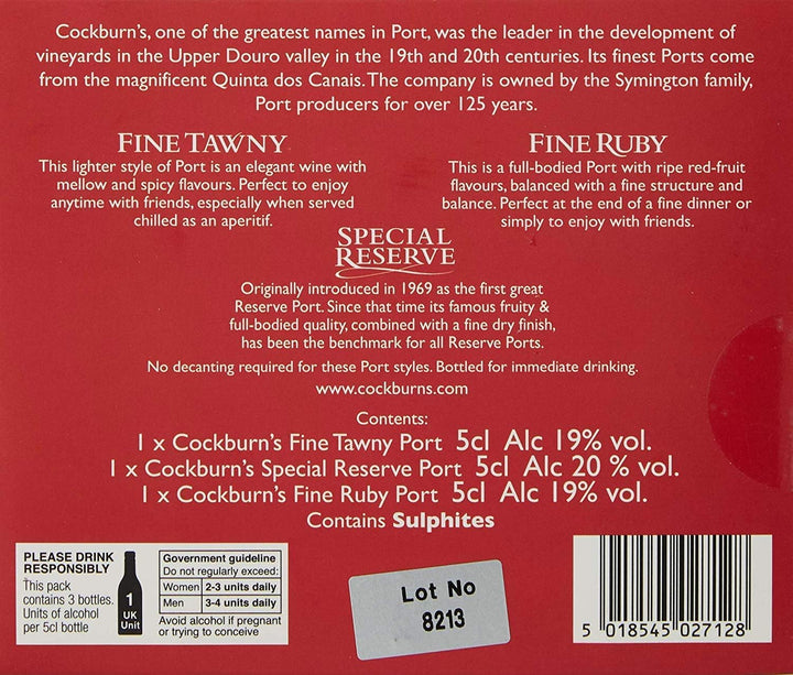Cockburns Classic Port Selection Gift Pack, 3 x 50ml