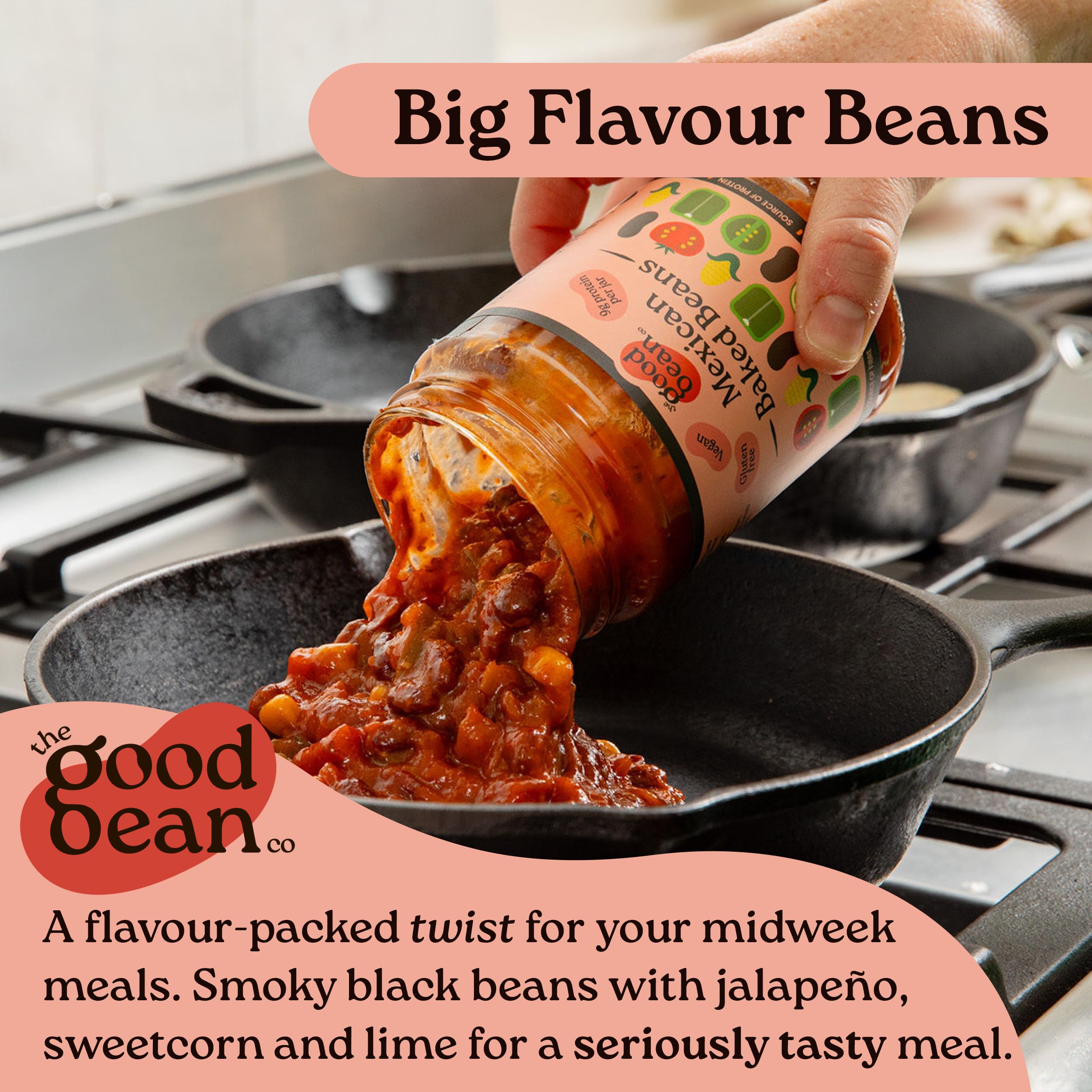 The Good Bean Co Mexican Baked Beans 350g - Spicy Black Beans in Smoky Chilli Sauce 9