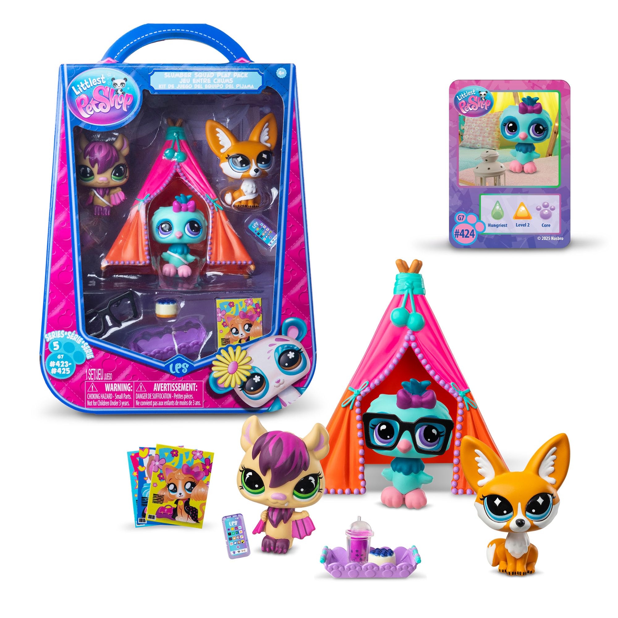 Littlest Pet Shop Slumber Squad Play Pack with 3 Bobblehead Pets & 6 Accessories