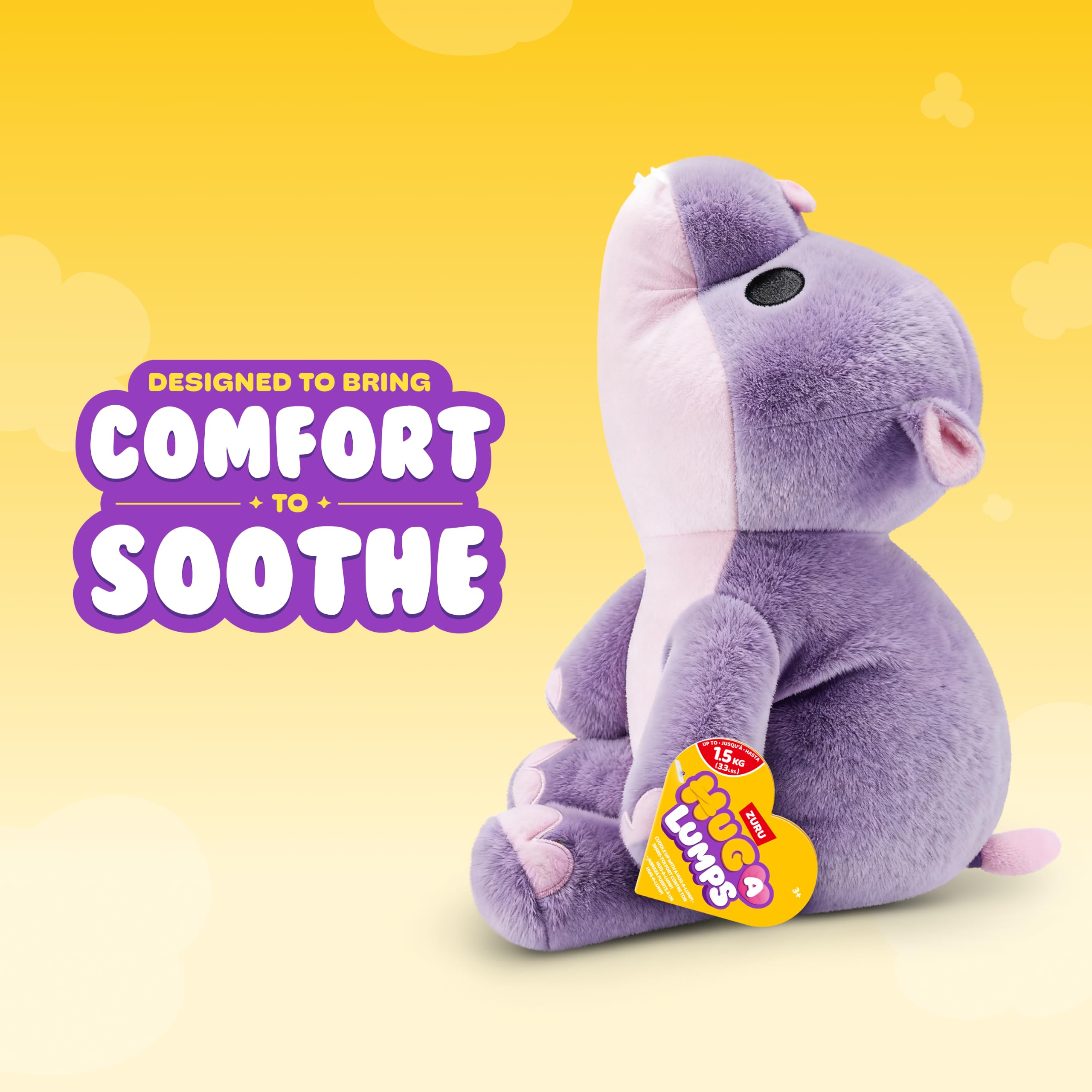 Hug-A-Lumps Medium Harley Hippo Soft Doll - Weighted Plush for Calm & Comfort | Ages 3+ 3