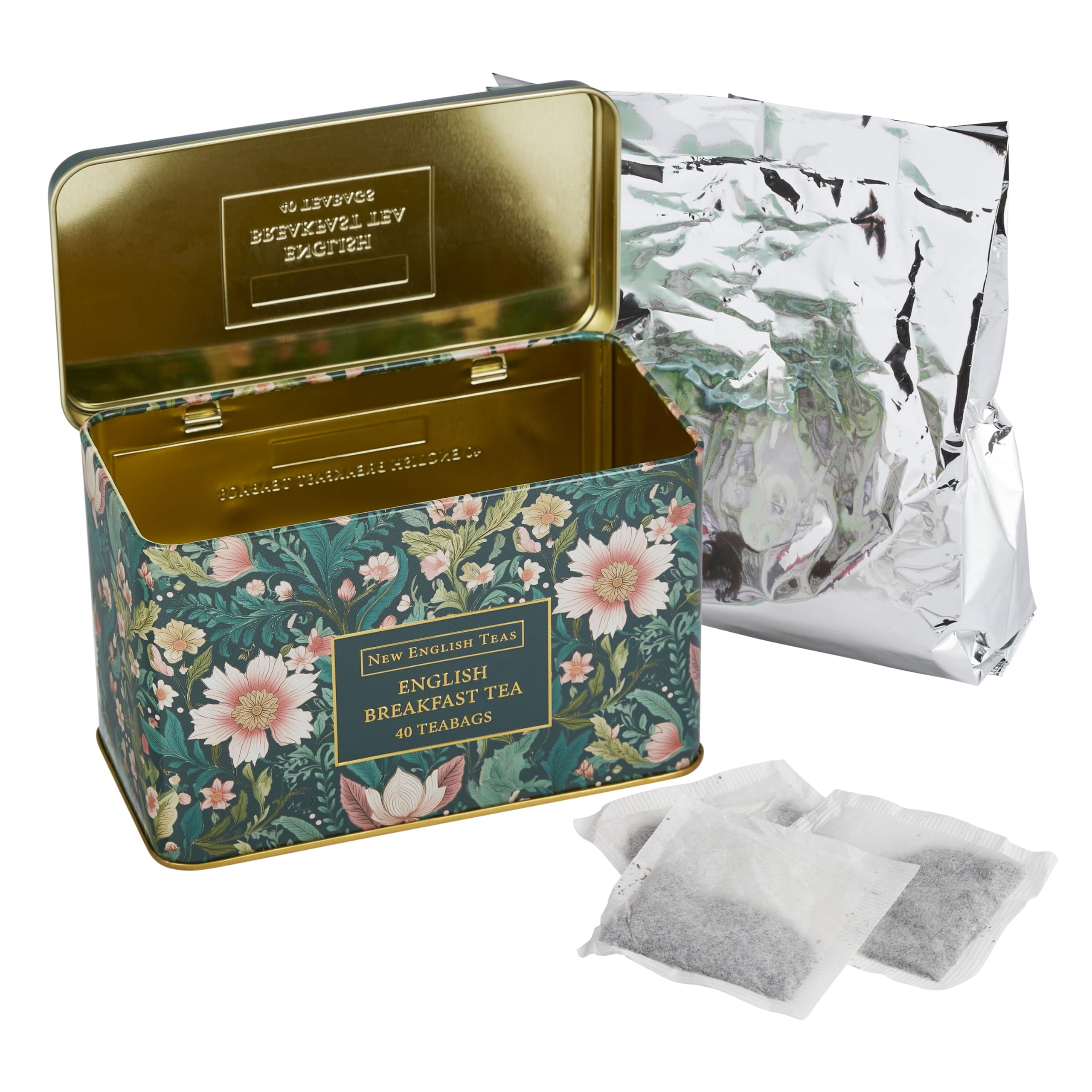 New English Teas Victorian Garden Tea Tin with 40 English Breakfast Teabags 14