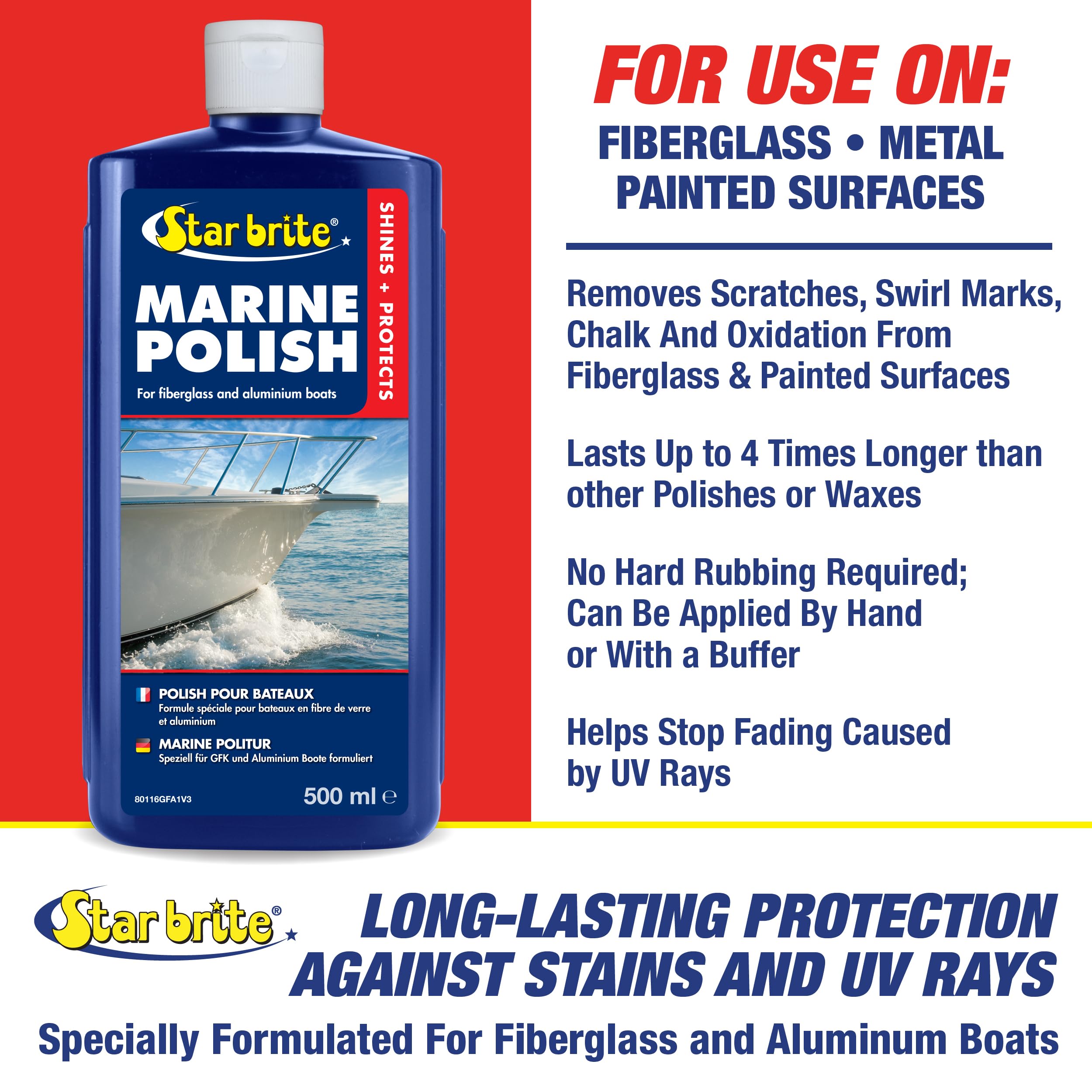 STAR BRITE Marine Polish - 500 ml One-Step Formula for Fiberglass & Aluminum | Removes Oxidation & Scratches 3
