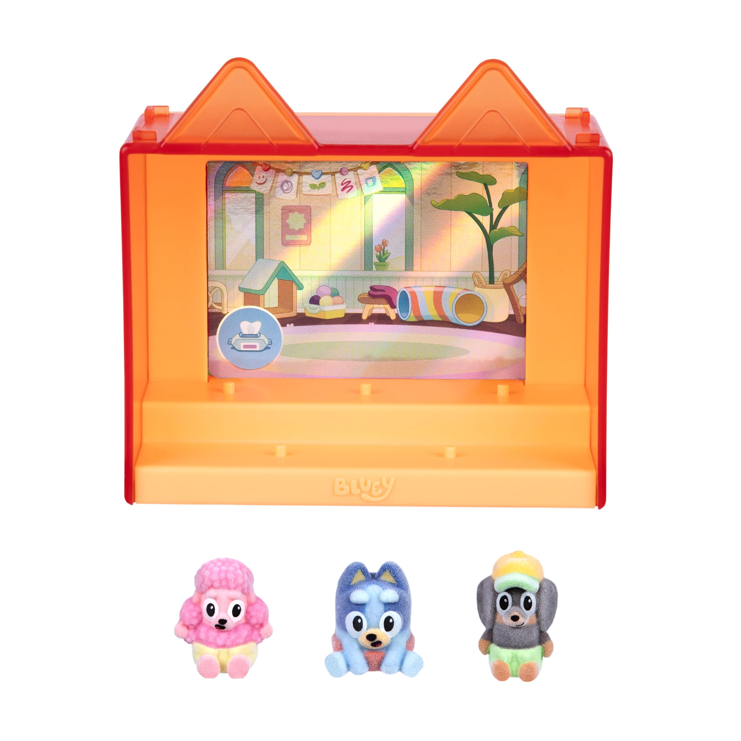 Bluey Fuzzies Episode Pack: Baby Race with 3 Flocked Collectible Figures | Ages 3+