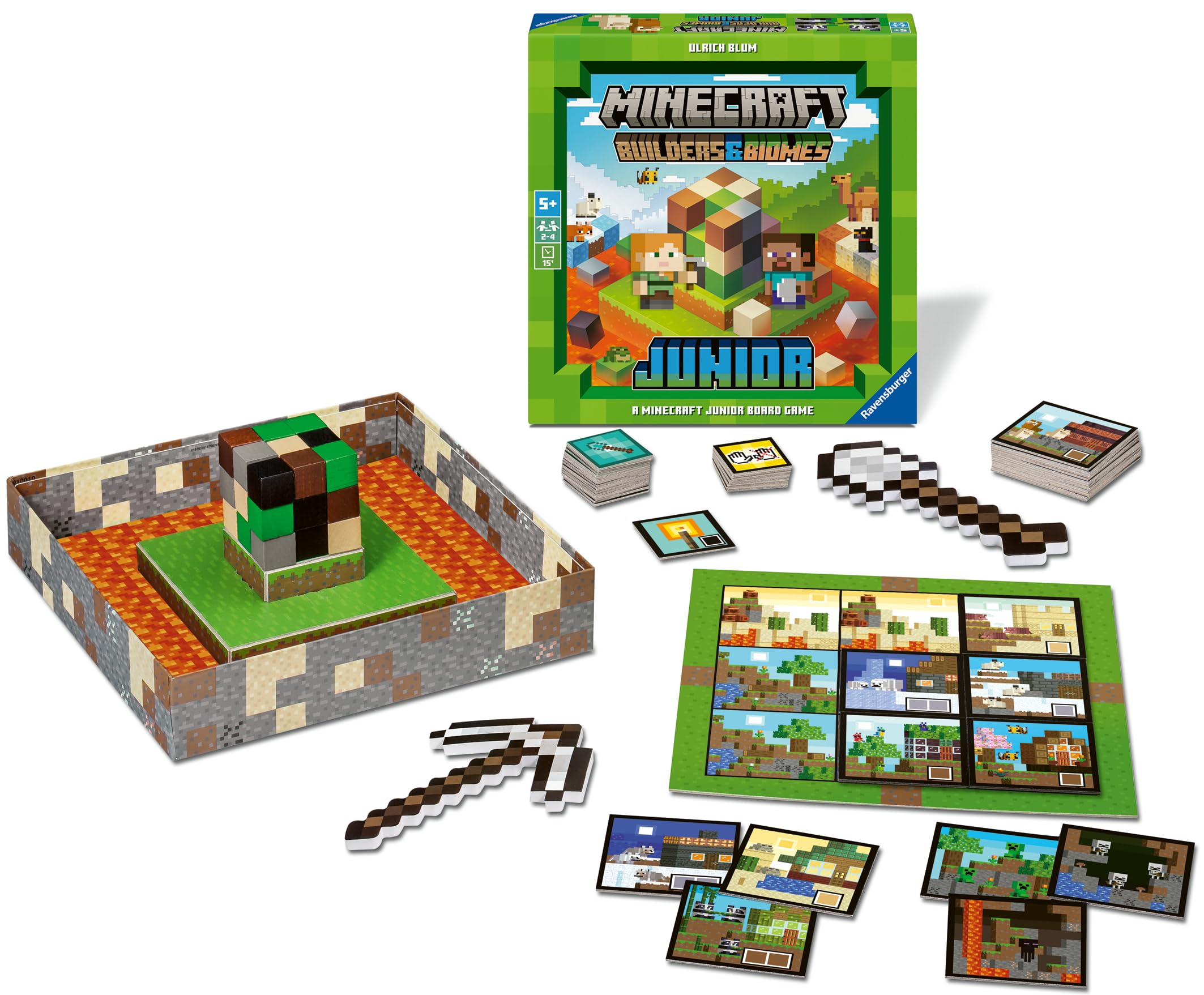 Ravensburger Minecraft Builders & Biomes Junior Board Game - Cooperative Play for Ages 5+ | 2-4 Players | 20 Min