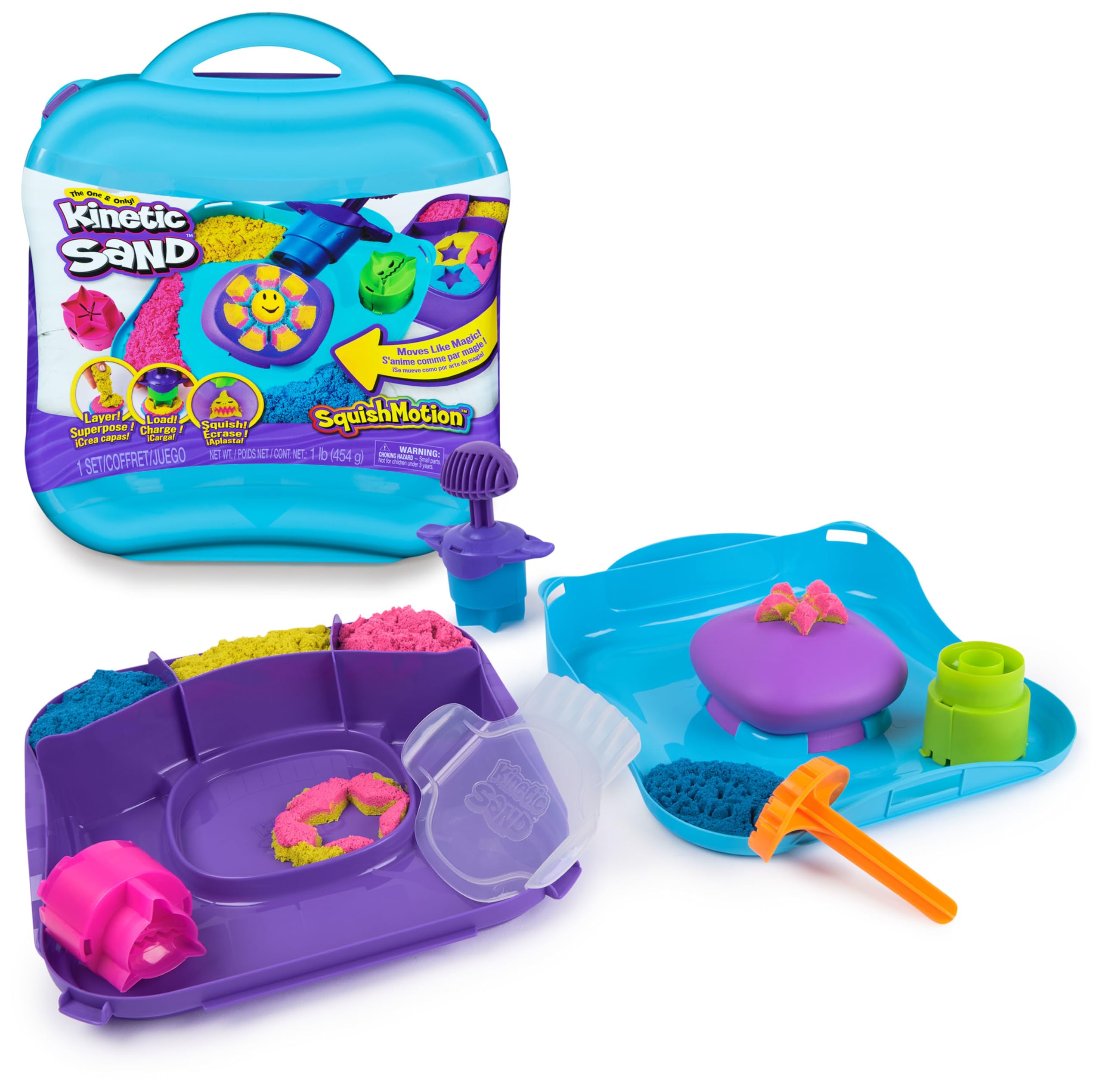 Kinetic Sand SquishMotion Playset with 453g Sand, 5 Tools & Reusable Case | Ages 5+ 1