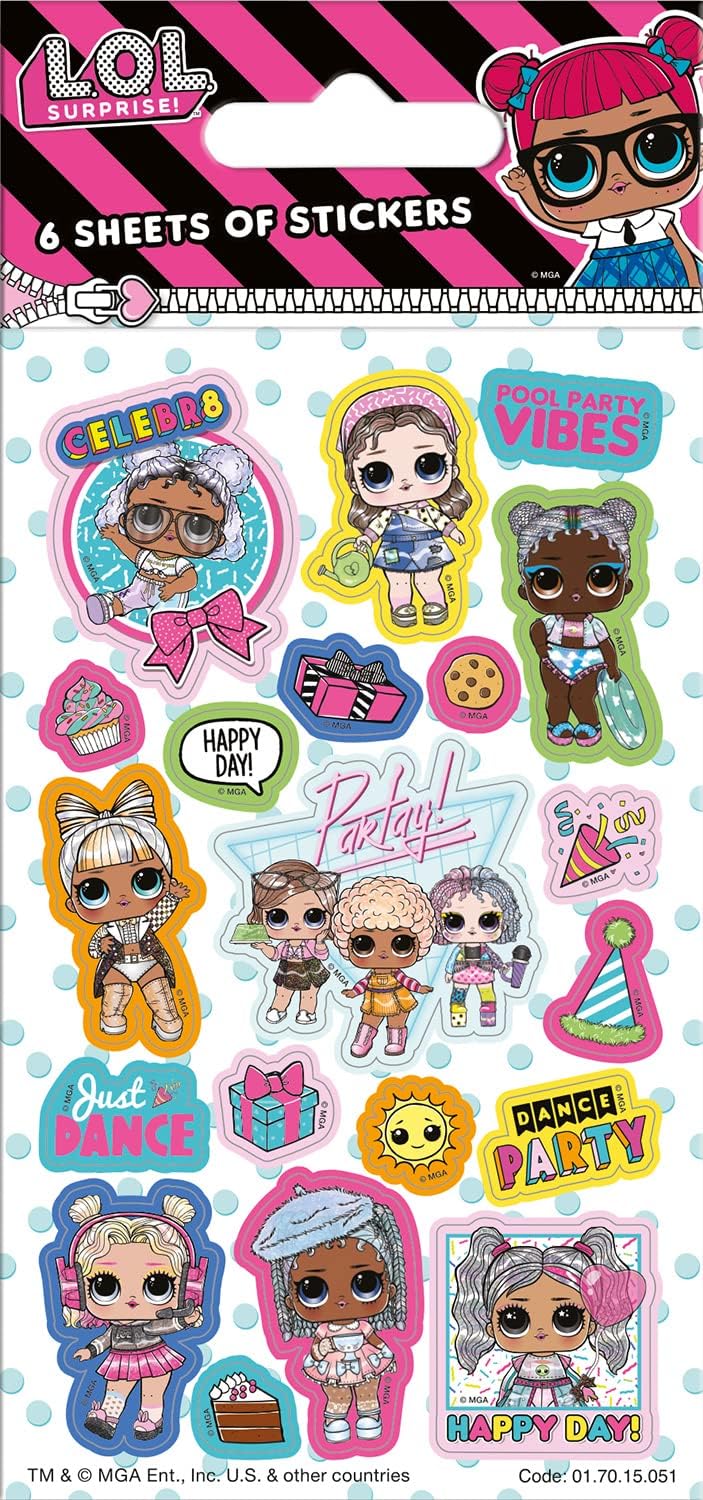 L.O.L. Present Surprise Stickers - Reusable Foil & Glossy Sheets for Kids 3