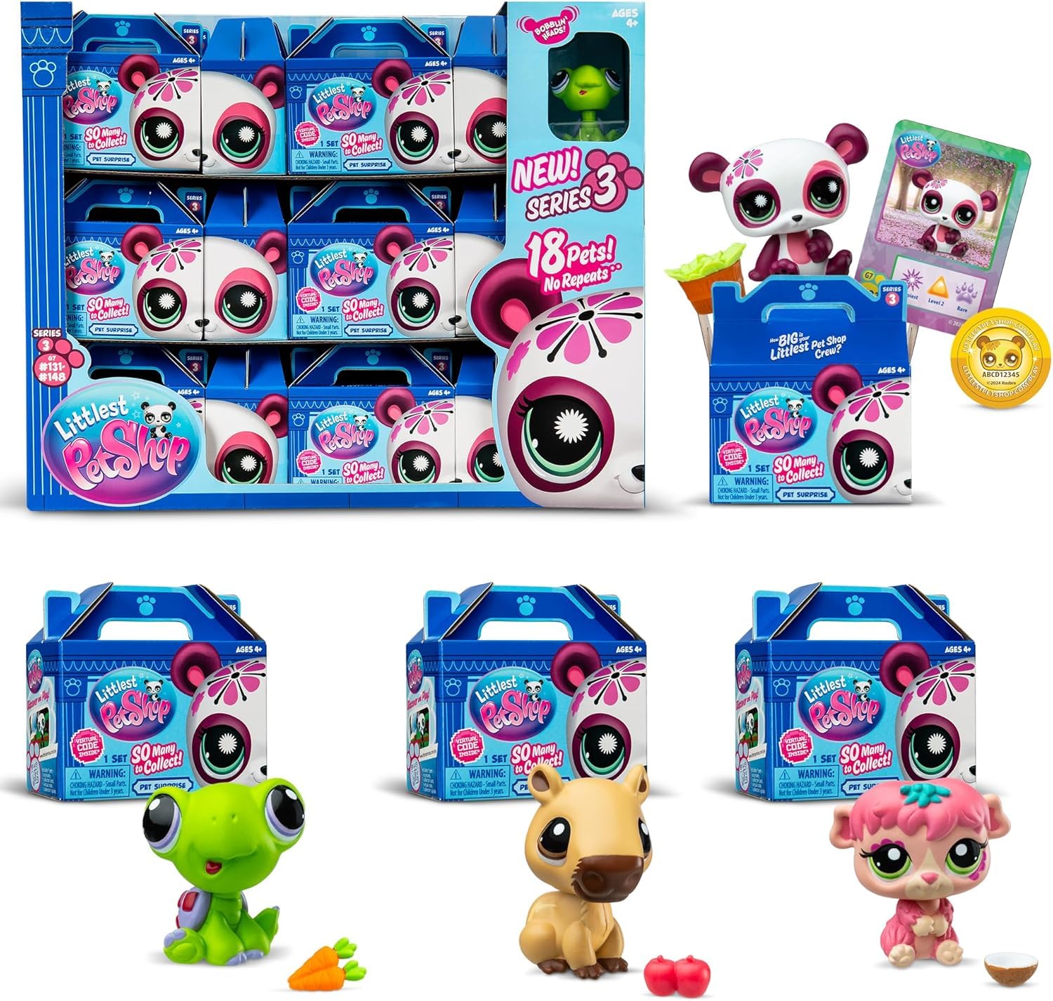 Littlest Pet Shop Series 3 Pet Surprise Blind Box Bundle - 18 Mini Figures with Accessories & Virtual Codes 1
