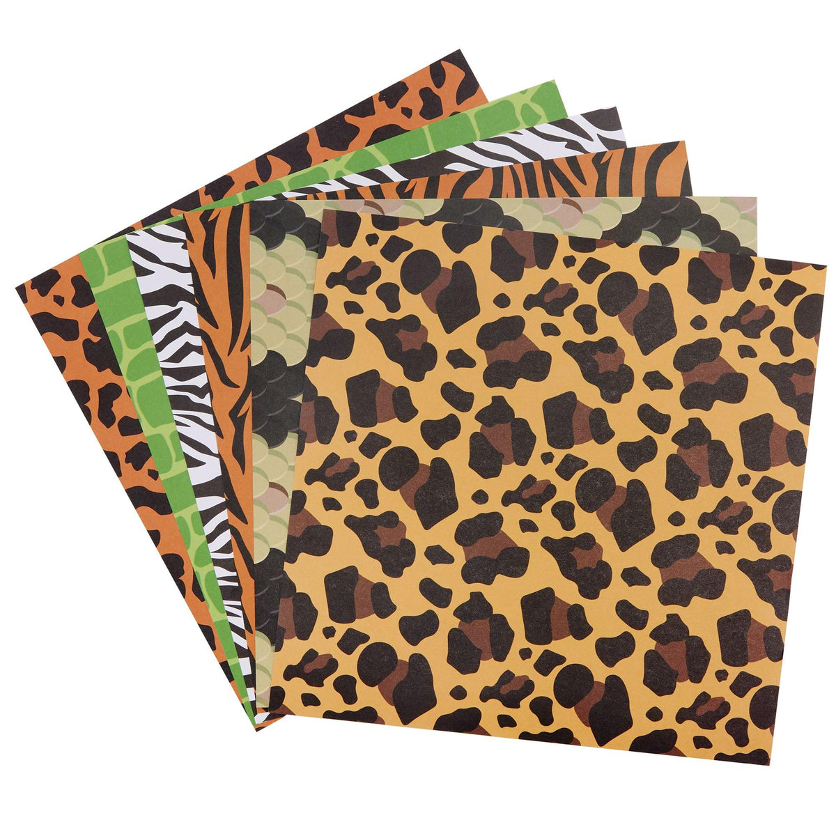 Baker Ross Jungle Animal Printed Paper Pack - 48 Sheets, 203 x 203 mm