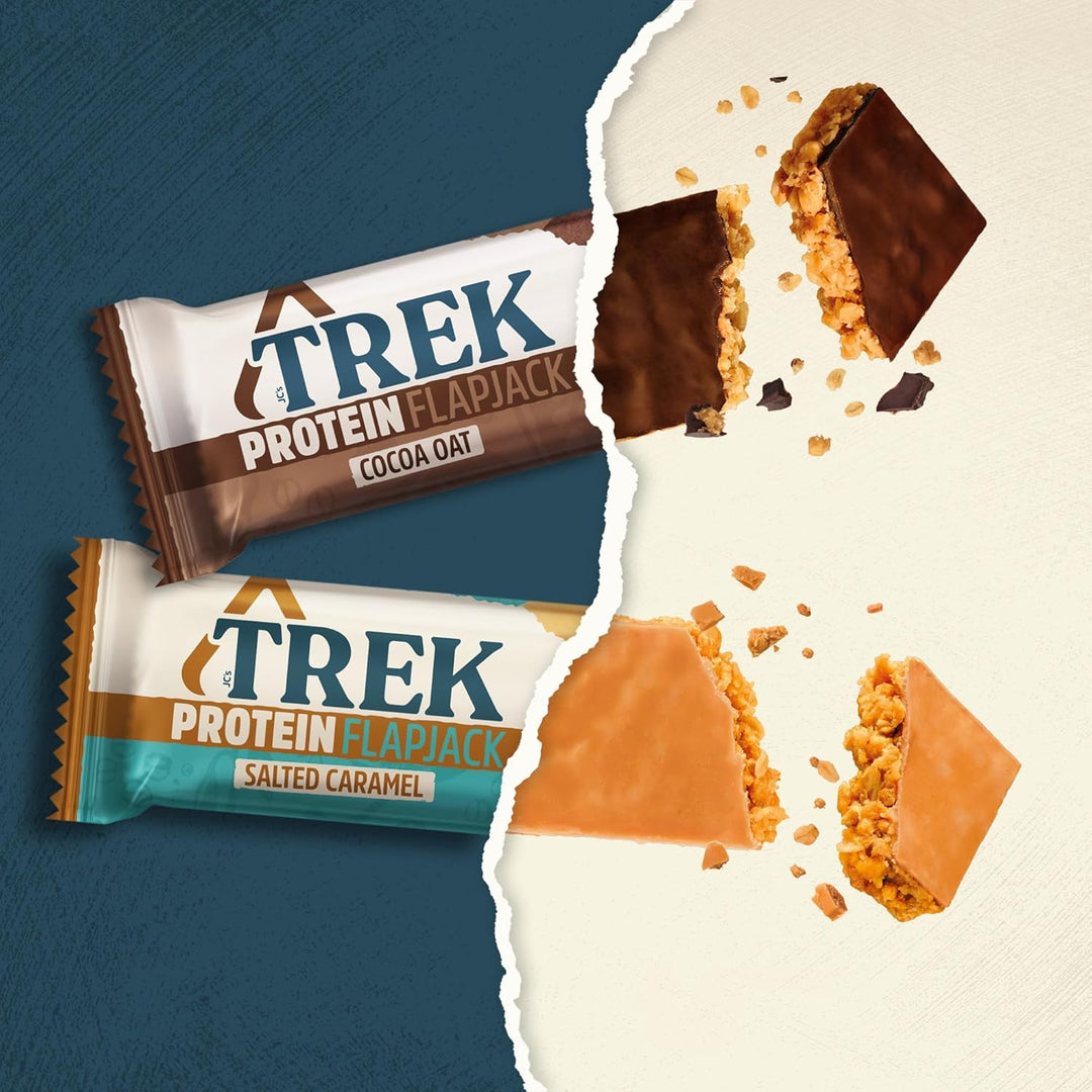 TREK High Protein Flapjack Variety Pack - Gluten Free - Plant Based - Vegan - 800g