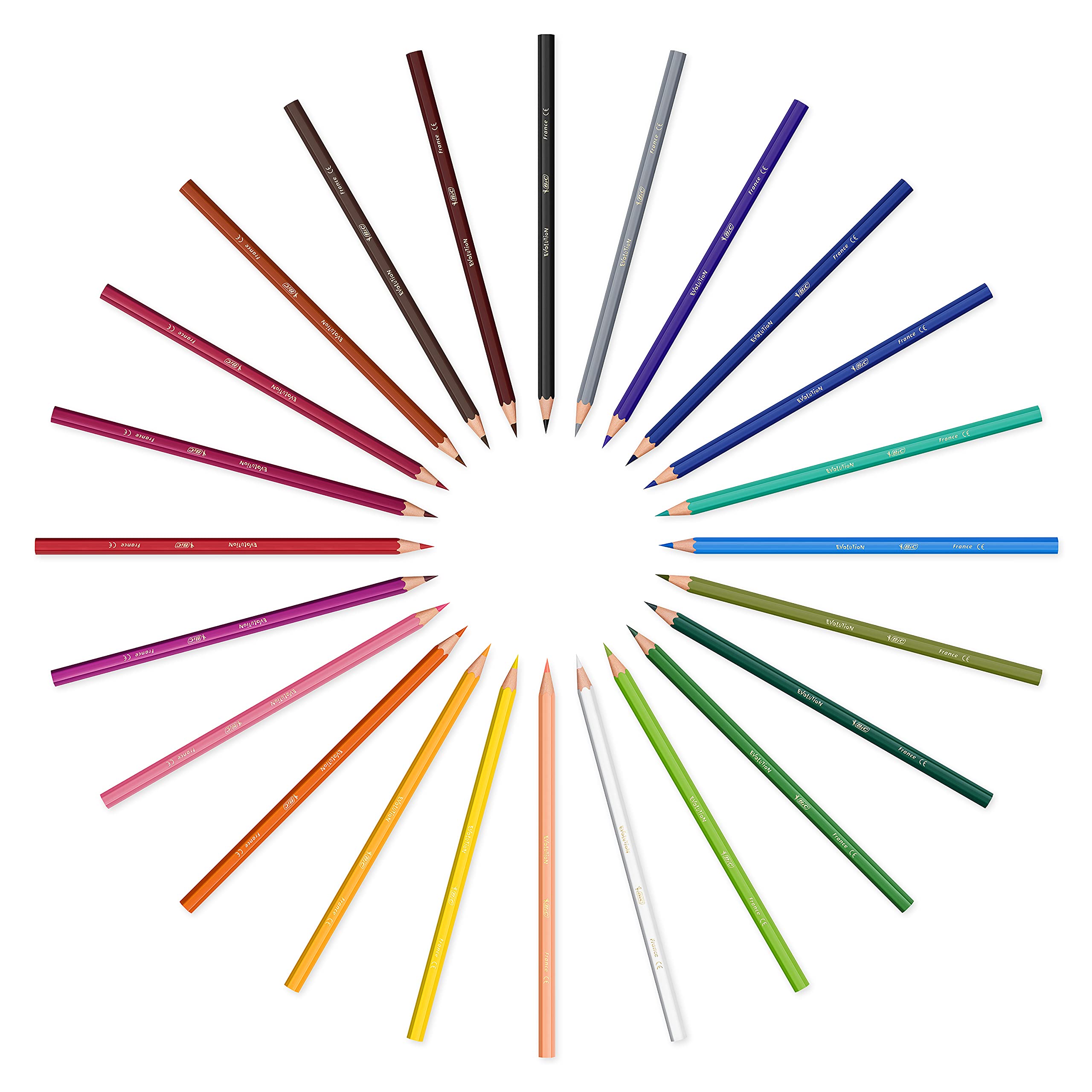 BIC Kids Evolution Ecolutions Coloured Pencils - 24-Pack, Wood-Free Art Supplies for Kids 5+ 12