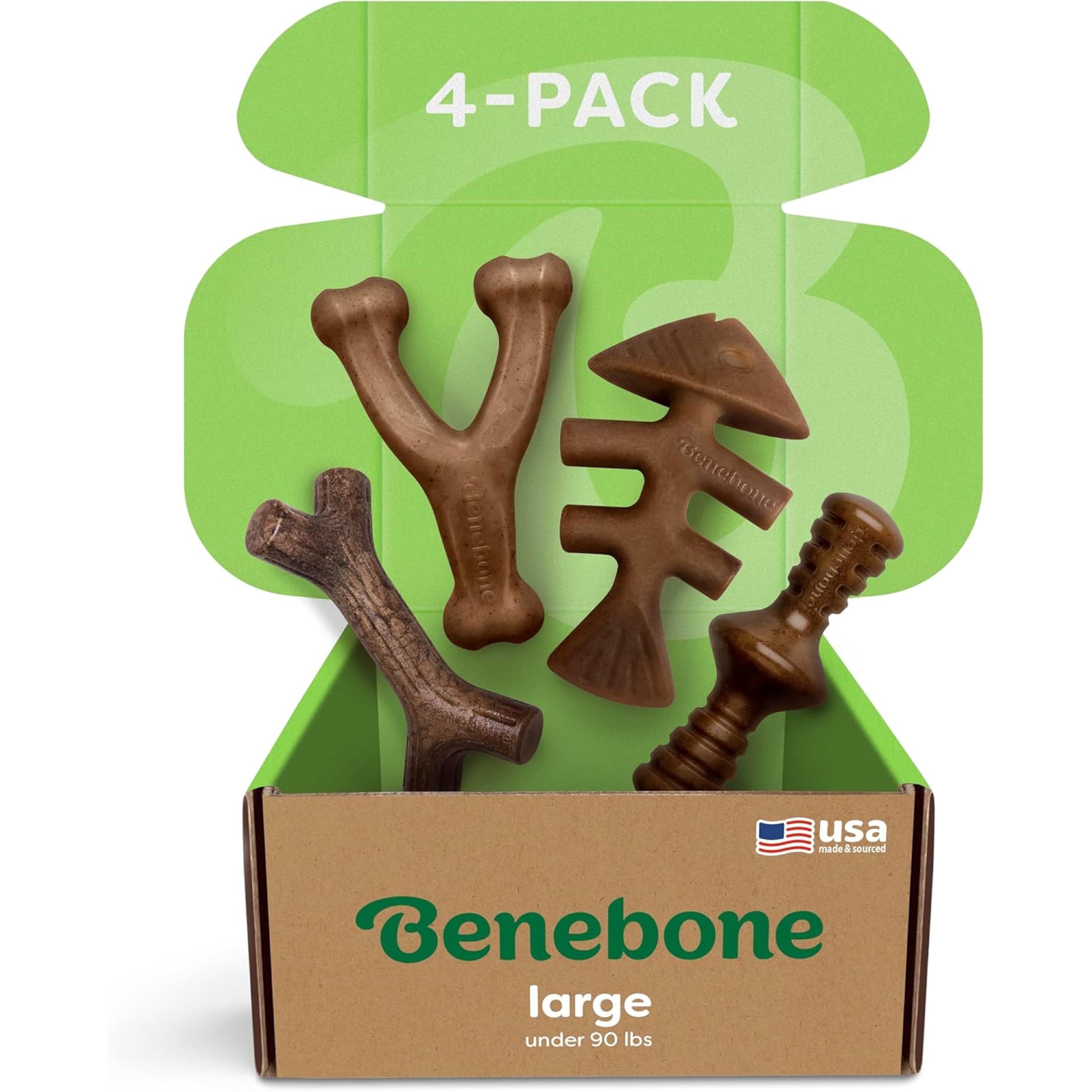 Benebone Indestructible Dog Chew Toy Gift Box - 4 Pack for Large Dogs up to 41kg