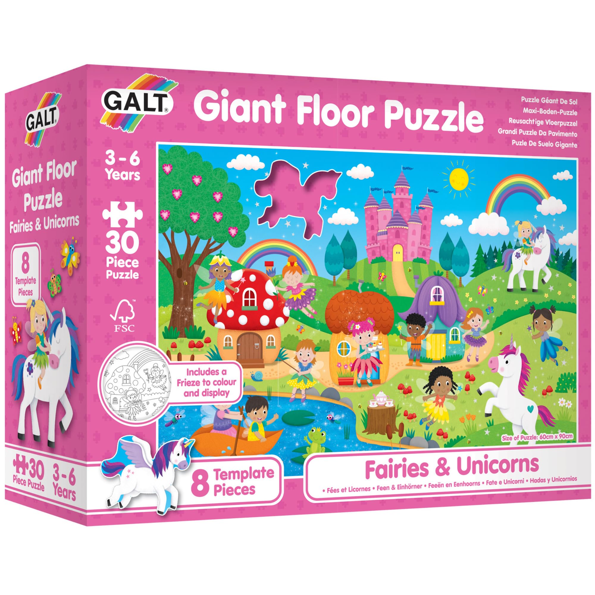 Galt Giant Floor Jigsaw Puzzle Fairies and Unicorns - 30 Pieces | Ages 3-6