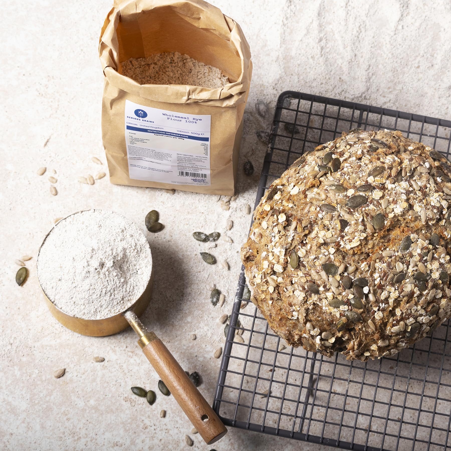Wholefood Earth 100% Wholemeal Rye Flour Stoneground 500g 4