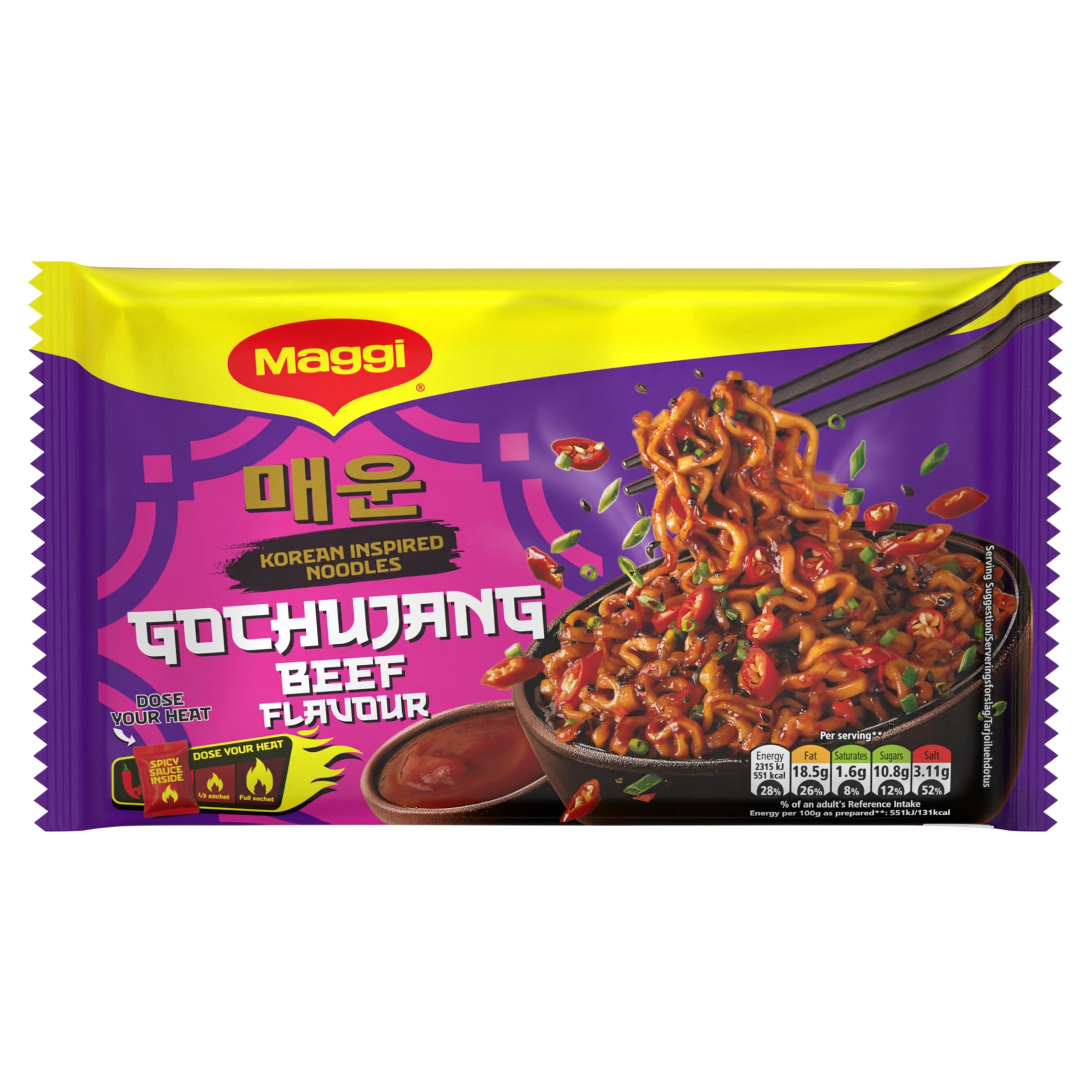 MAGGI Korean Inspired Noodles Gochujang Beef Flavour - 130g 1
