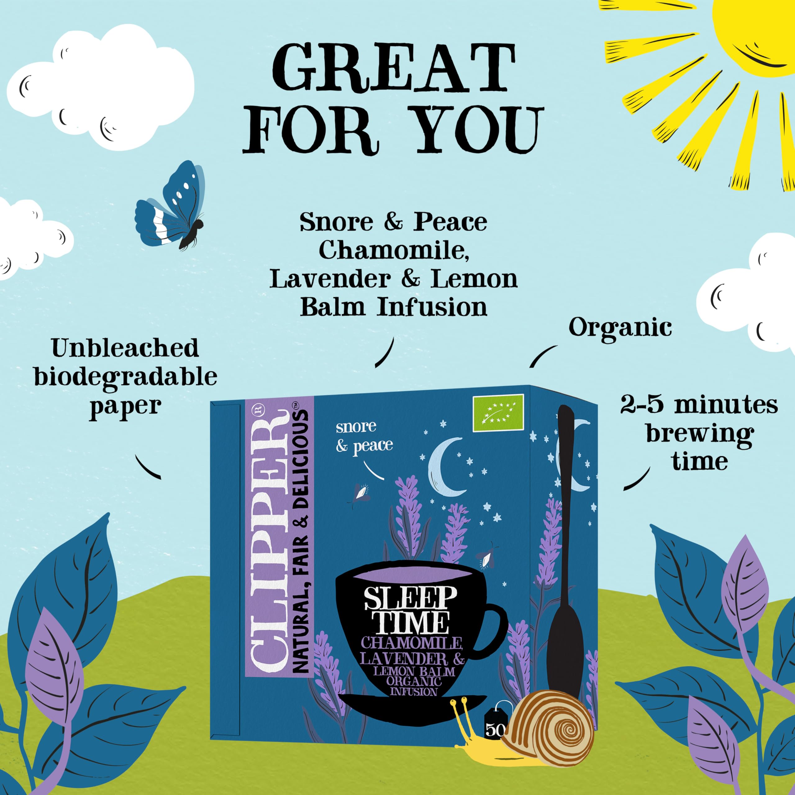 Clipper Natural, Fair & Delicious Sleep Time Infusion Tea Bags - 50 Count | Organic Chamomile & Lavender 2