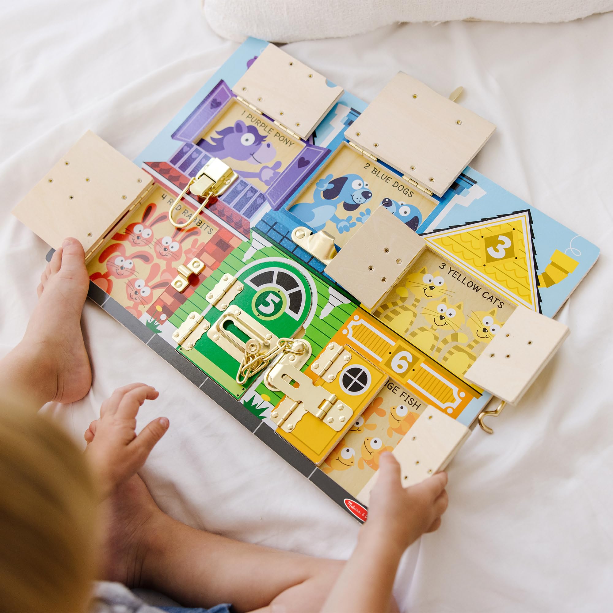 Melissa & Doug Wooden Latches Board Activity Toy for Ages 3+ | Solid Wood Construction 2