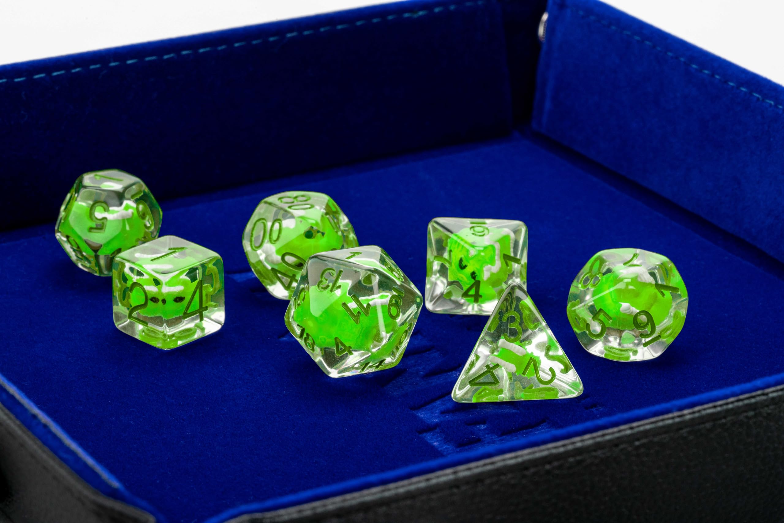 Metallic Dice Games Dragon Storm Inclusion Resin Dice Set - Green Dragon | 7-Piece Set 3