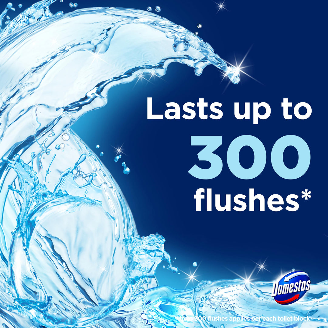 Domestos Power 5 Ocean Toilet Rim Block - Long-Lasting Toilet Freshener for Up to 300 Flushes