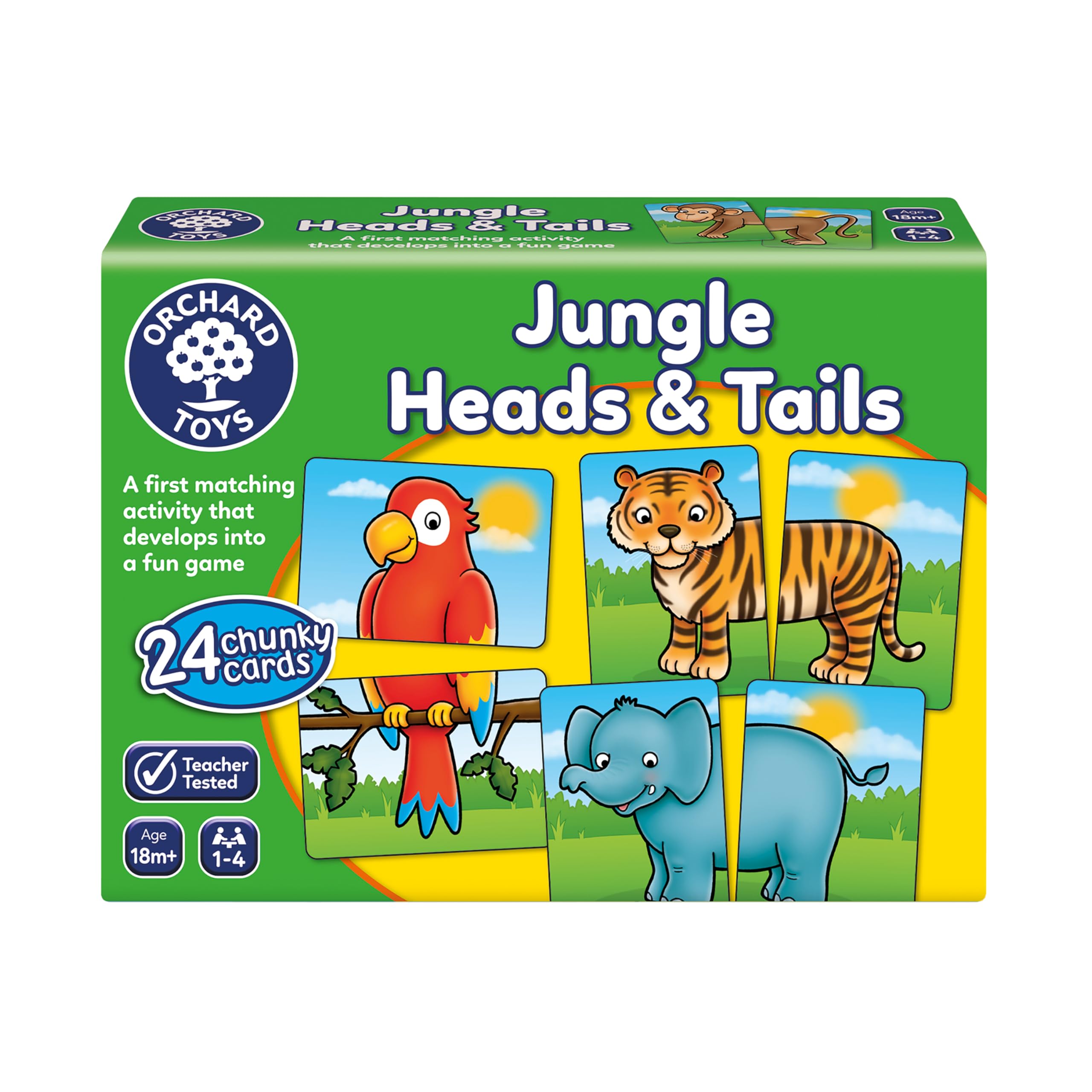 Orchard Toys Jungle Heads and Tails Kartenspiel – 2-in-1 Zuordnungs- und Memory-Spiel für Kleinkinder