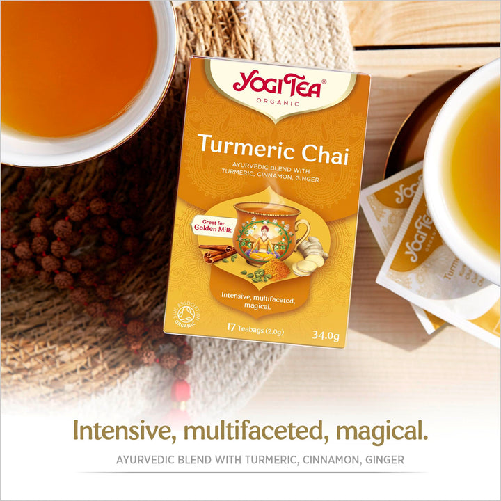 YOGI TEA - Turmeric Chai Organic Herbal Tea, Great for Golden Milk, Blend of Turmeric, Cinnamon & Ginger