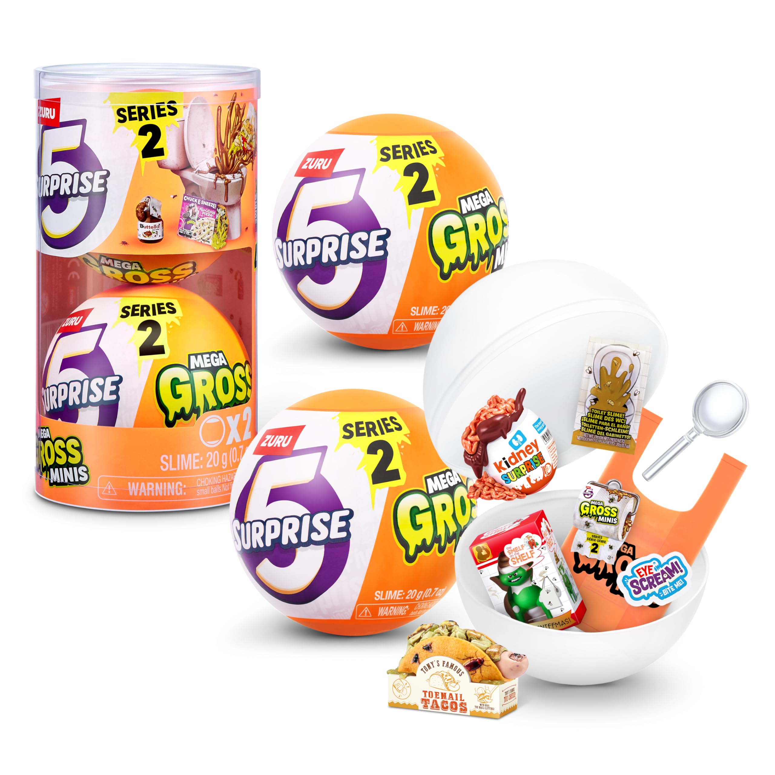 5 Surprise Mega Gross Minis Series 2 - Mystery Collectible Capsule with Slime, Stickers & Rare Figures 1