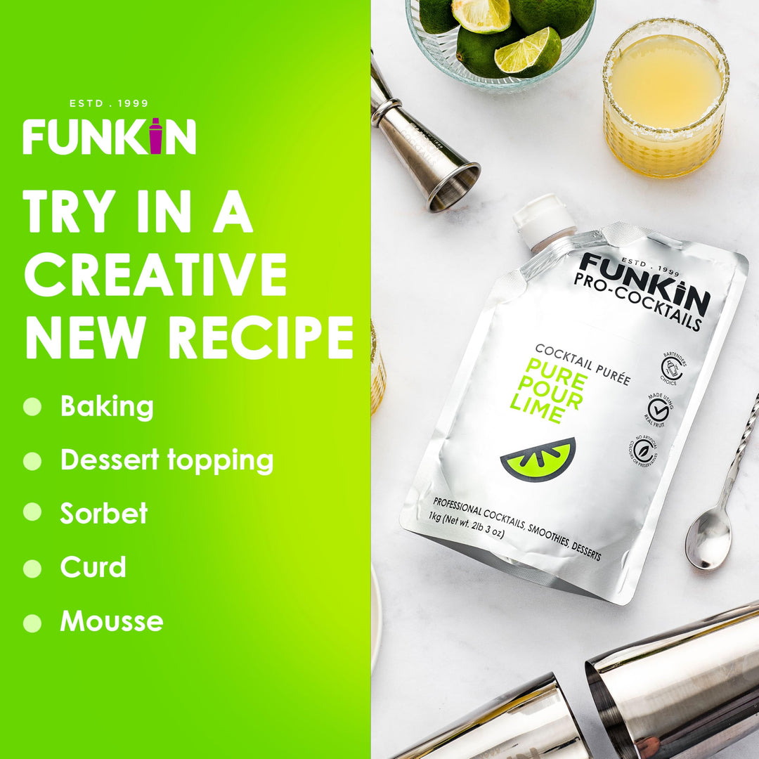 Funkin Pro Pure Lime Juice for Cocktails, Cooking & Baking, Real Fruit Juice