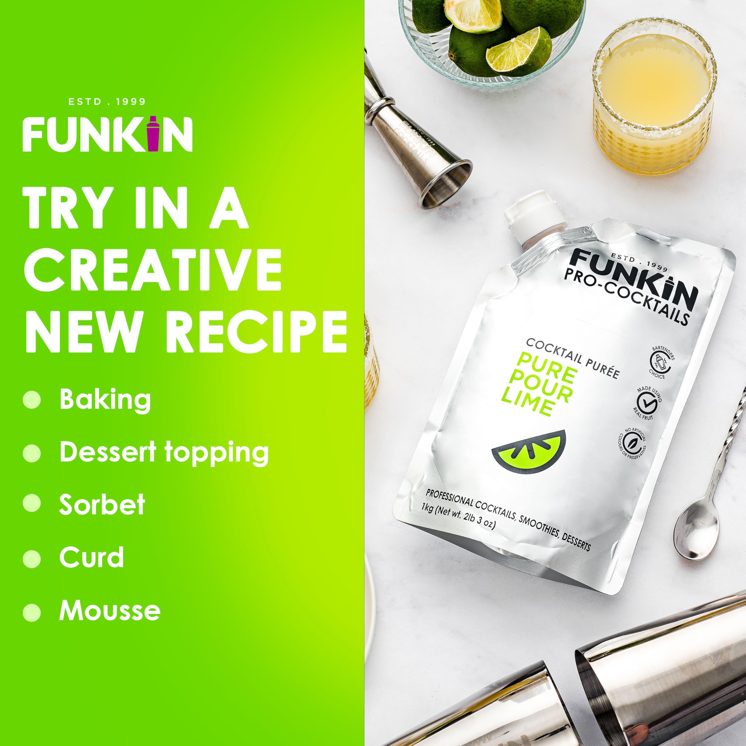 Funkin Pro Pure Lime Juice für Cocktails, Kochen &amp; Backen, echter Fruchtsaft 7