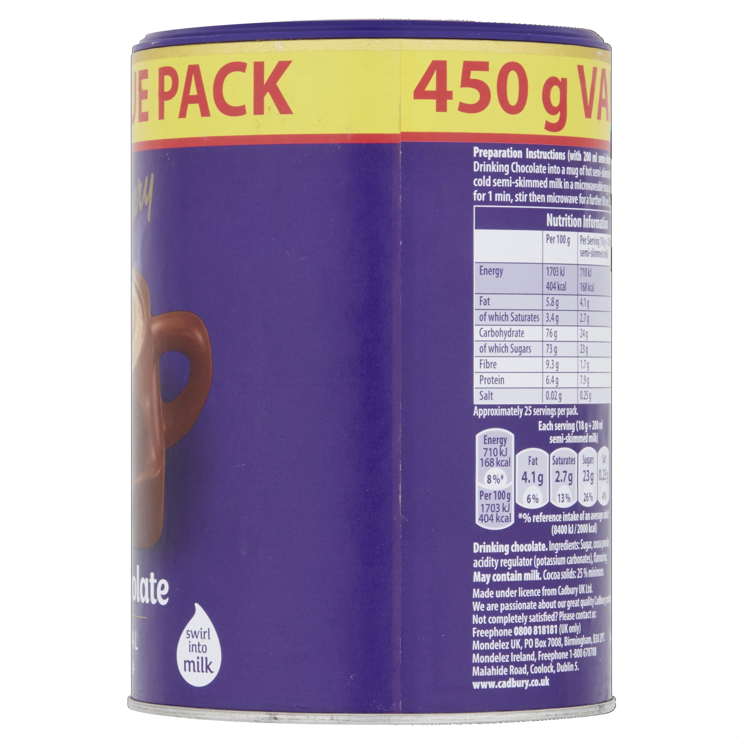 Cadbury – Die Original Heiße Schokolade, unwiderstehlich cremig, Vorteilspackung (450 g) 4