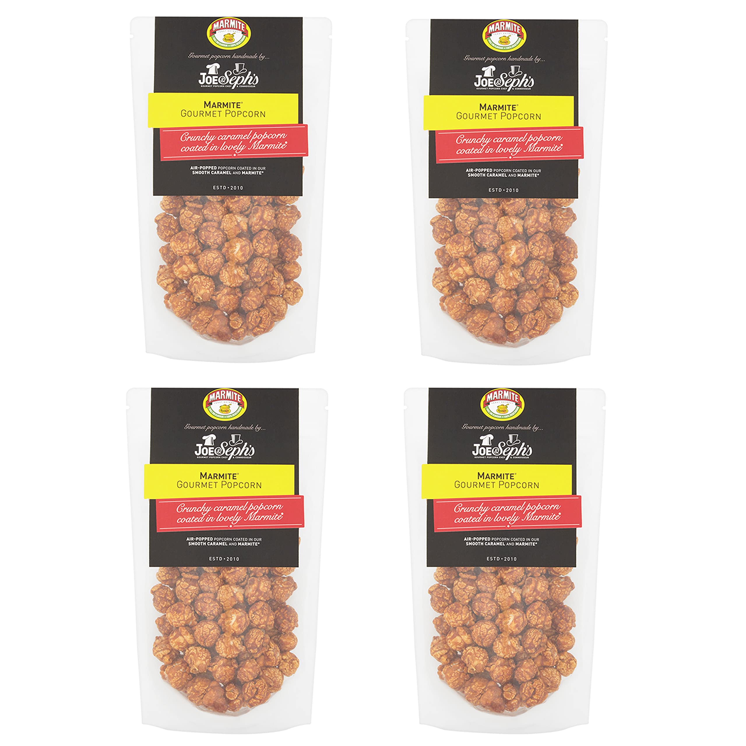 Joe & Seph's Marmite Popcorn (4x80g) - Gourmet Air-Popped Snack for Movie Nights